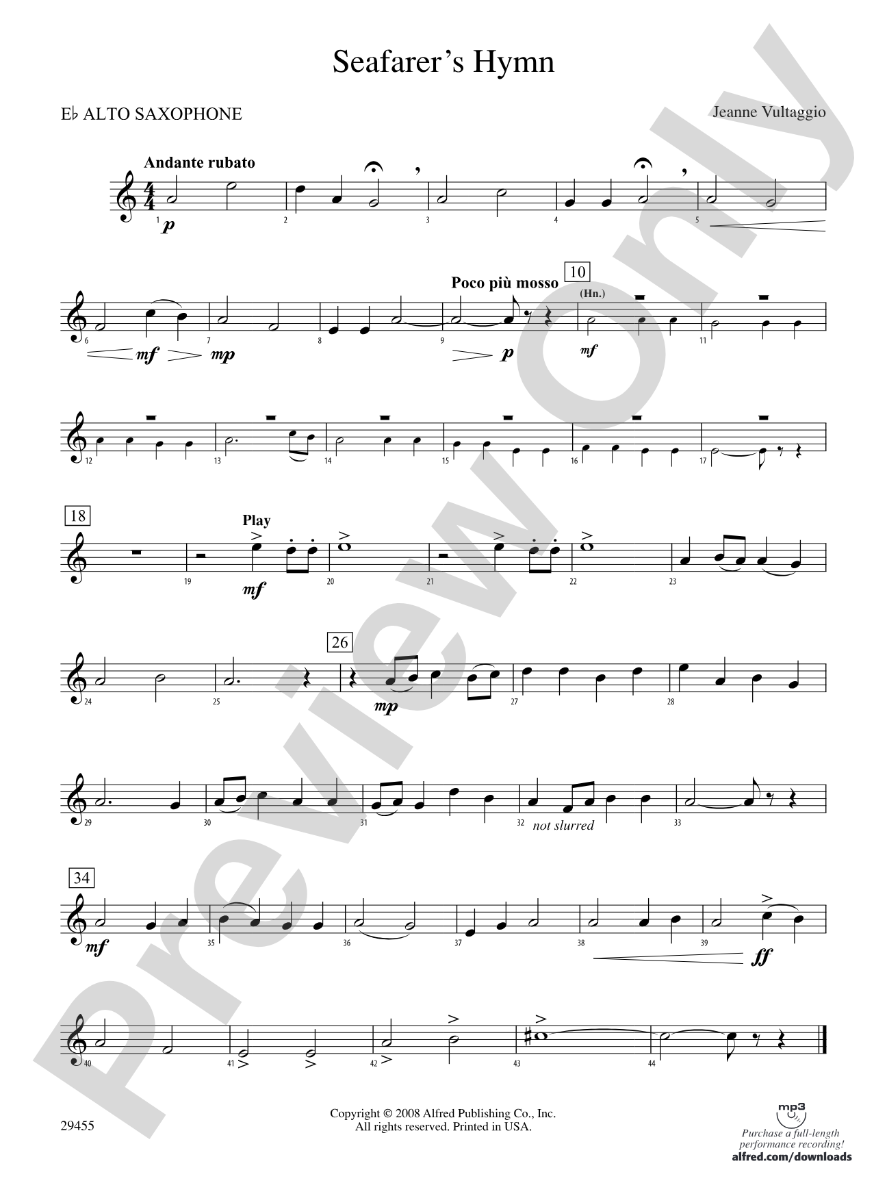 Seafarer's Hymn: E-flat Alto Saxophone