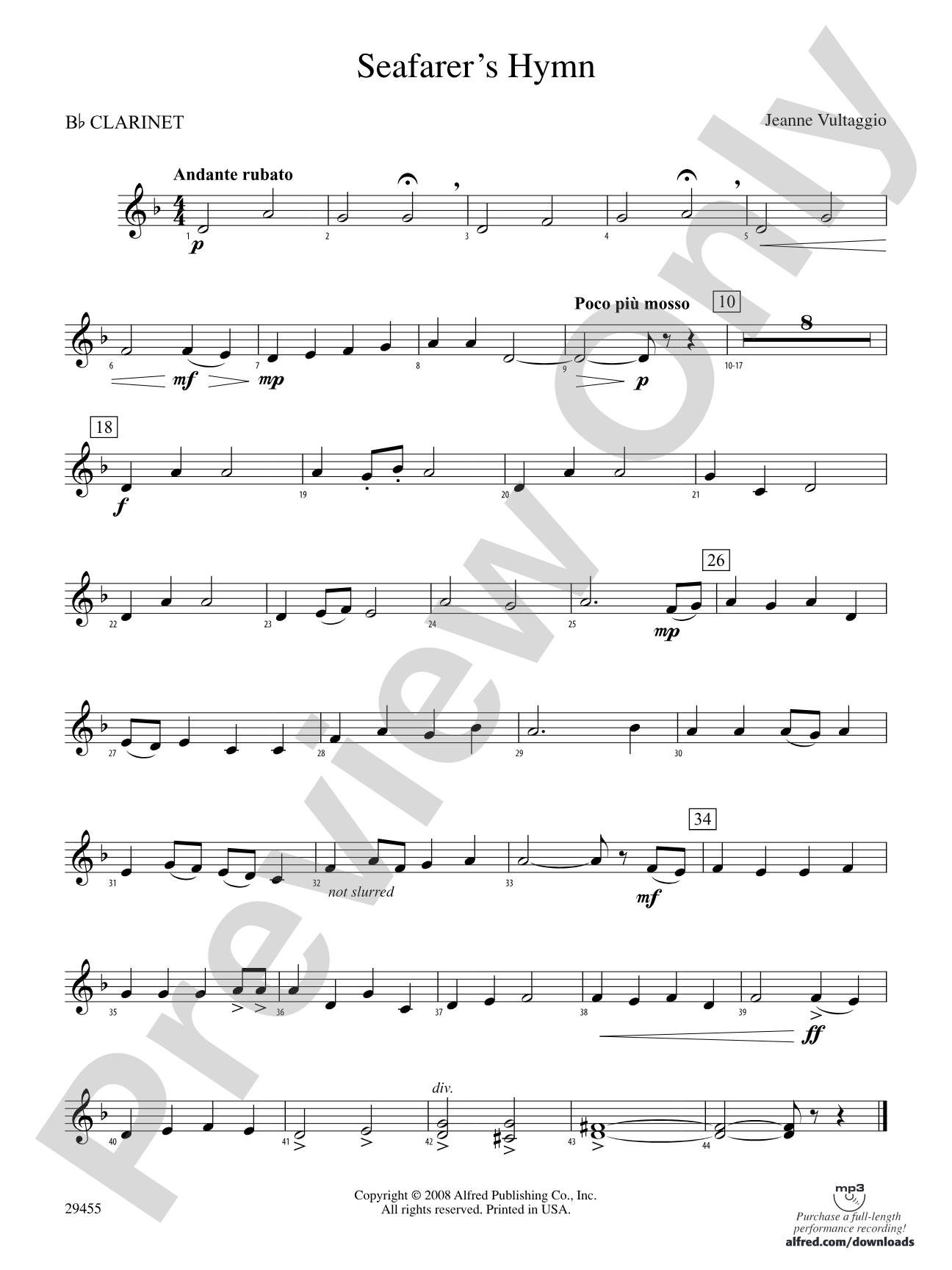 Seafarer's Hymn: 1st B-flat Clarinet