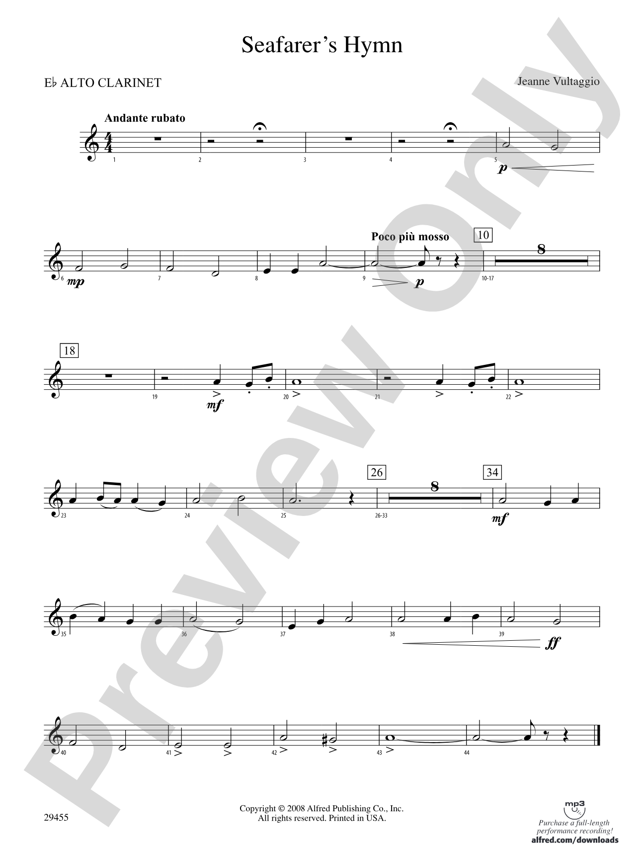 Seafarer's Hymn: (wp) E-flat Alto Clarinet