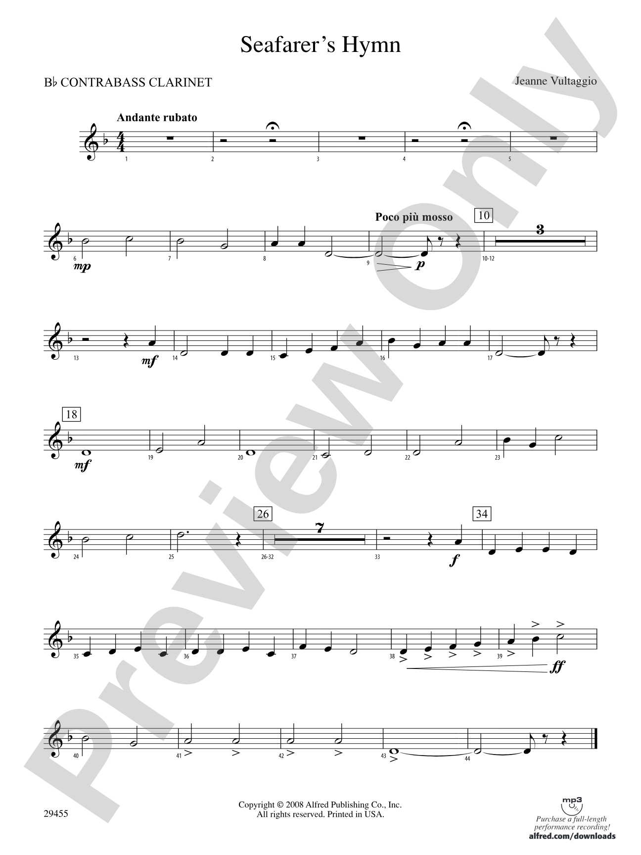 Seafarer's Hymn: (wp) B-flat Contrabass Clarinet