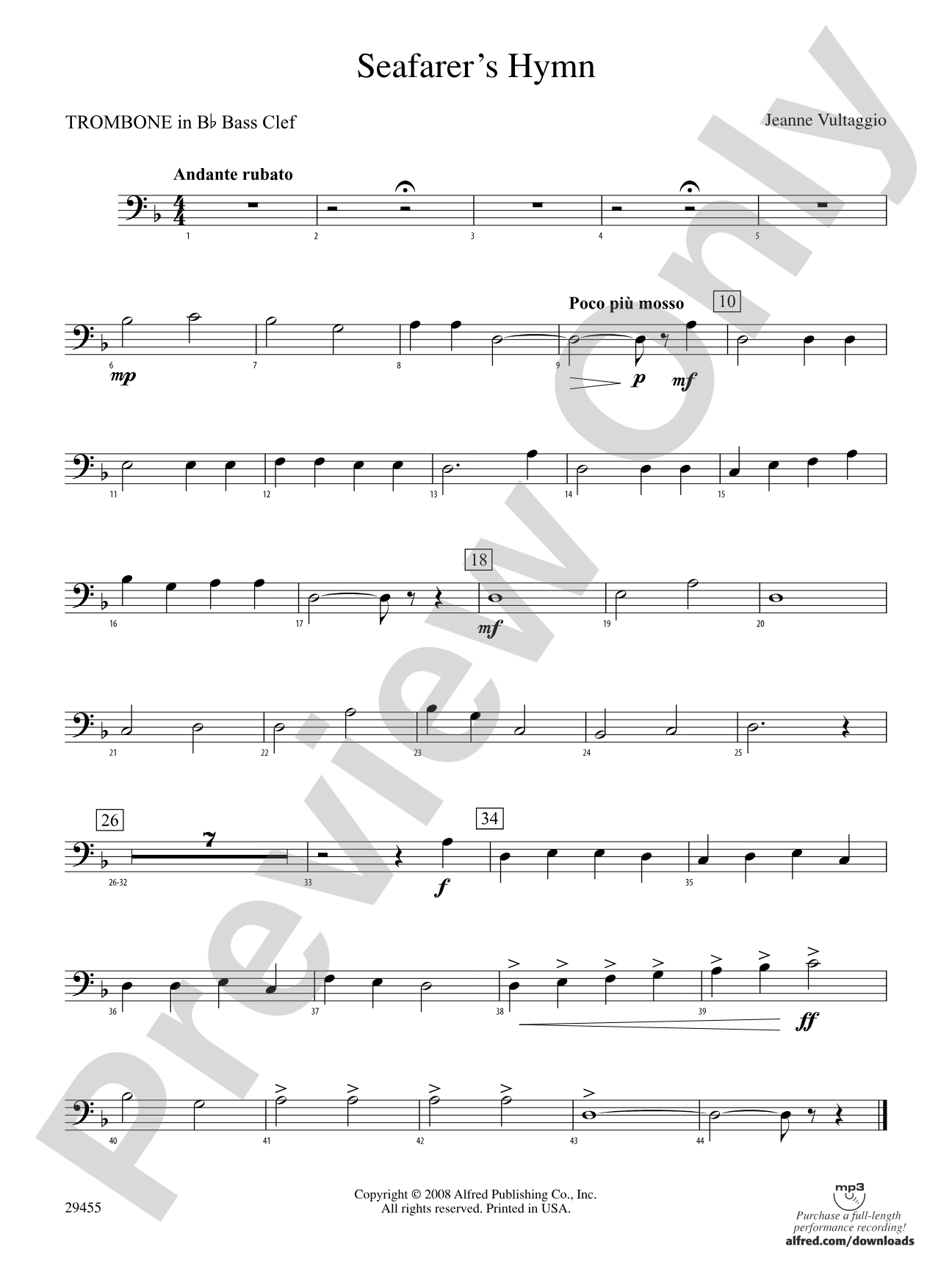Seafarer's Hymn: (wp) 1st B-flat Trombone B.C.