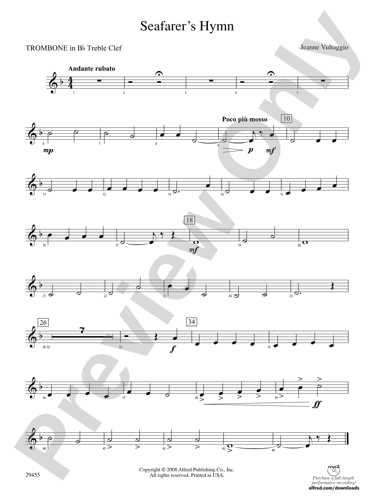 Seafarer's Hymn: (wp) 1st B-flat Trombone T.C.