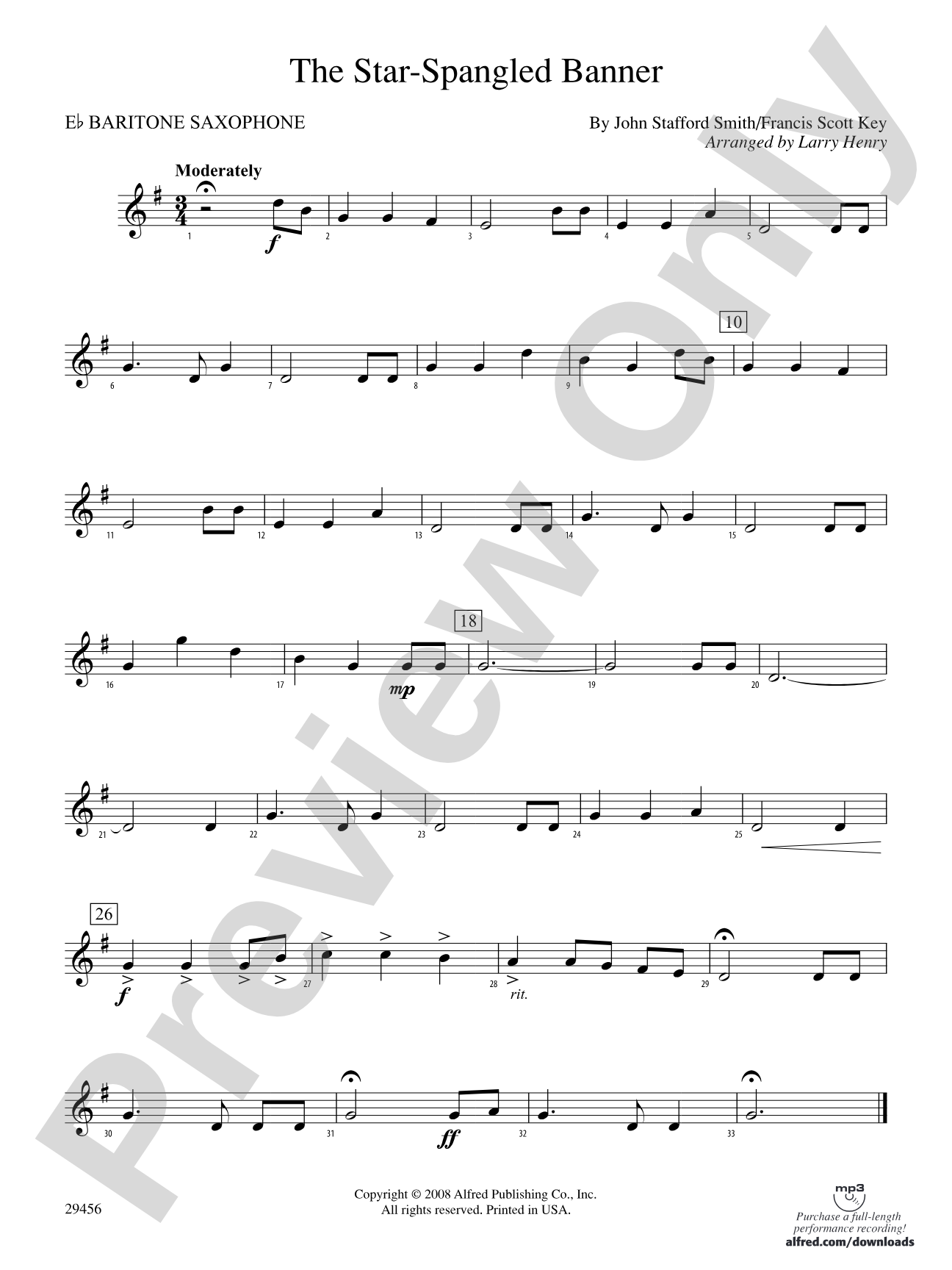 The Star-Spangled Banner: E-flat Baritone Saxophone