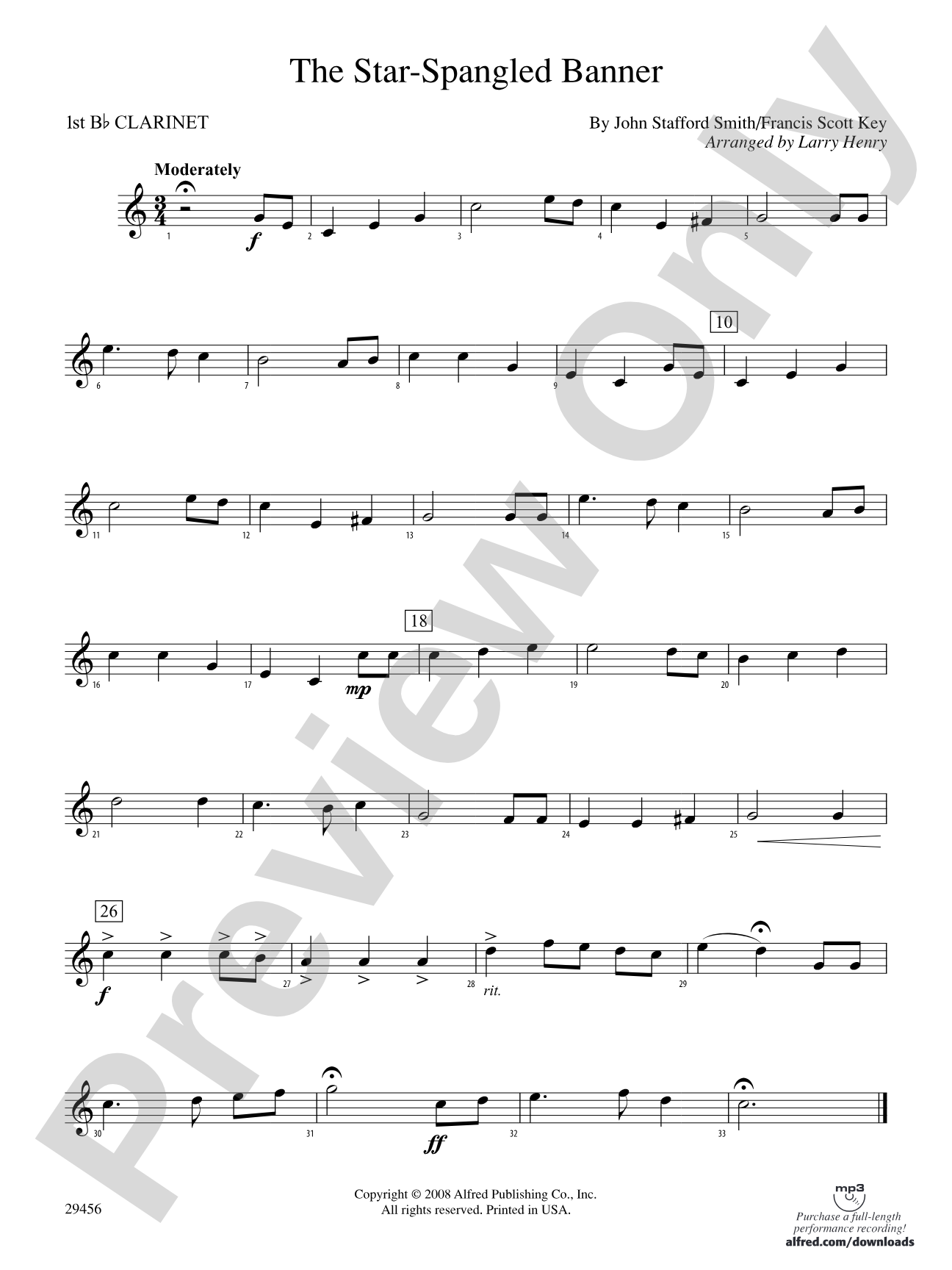 The Star-Spangled Banner: 1st B-flat Clarinet