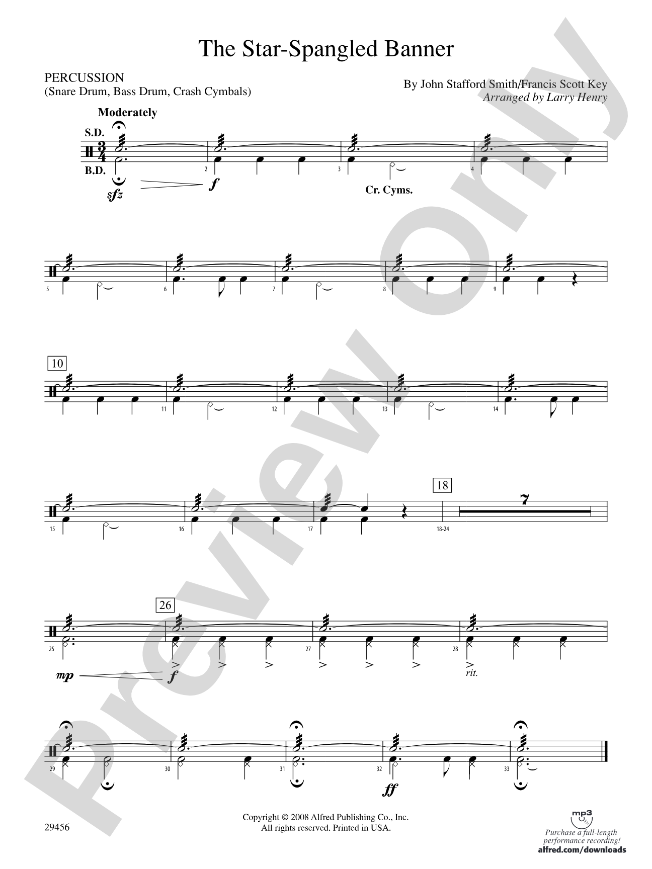 The Star-Spangled Banner: 1st Percussion