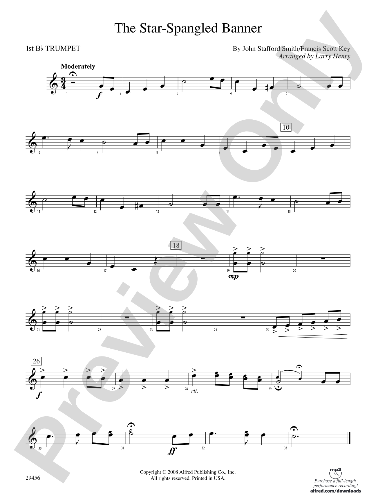 The Star-Spangled Banner: 1st B-flat Trumpet