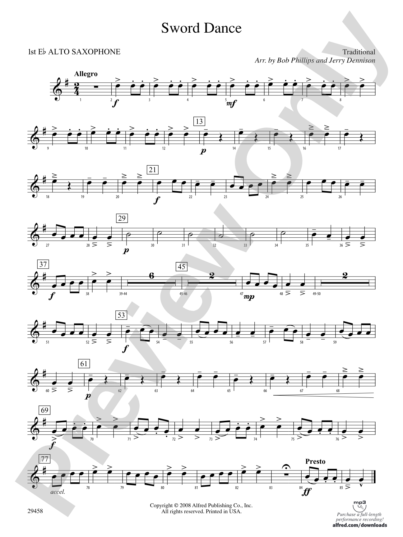 Sword Dance: E-flat Alto Saxophone