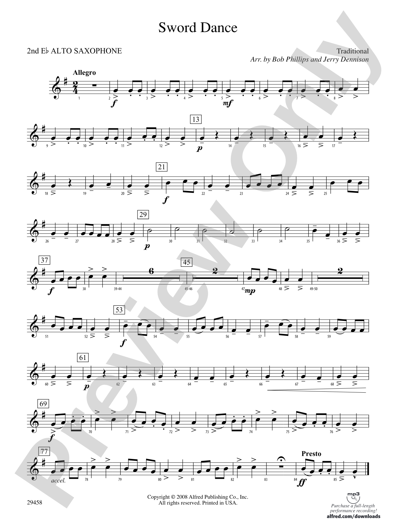 Sword Dance: 2nd E-flat Alto Saxophone