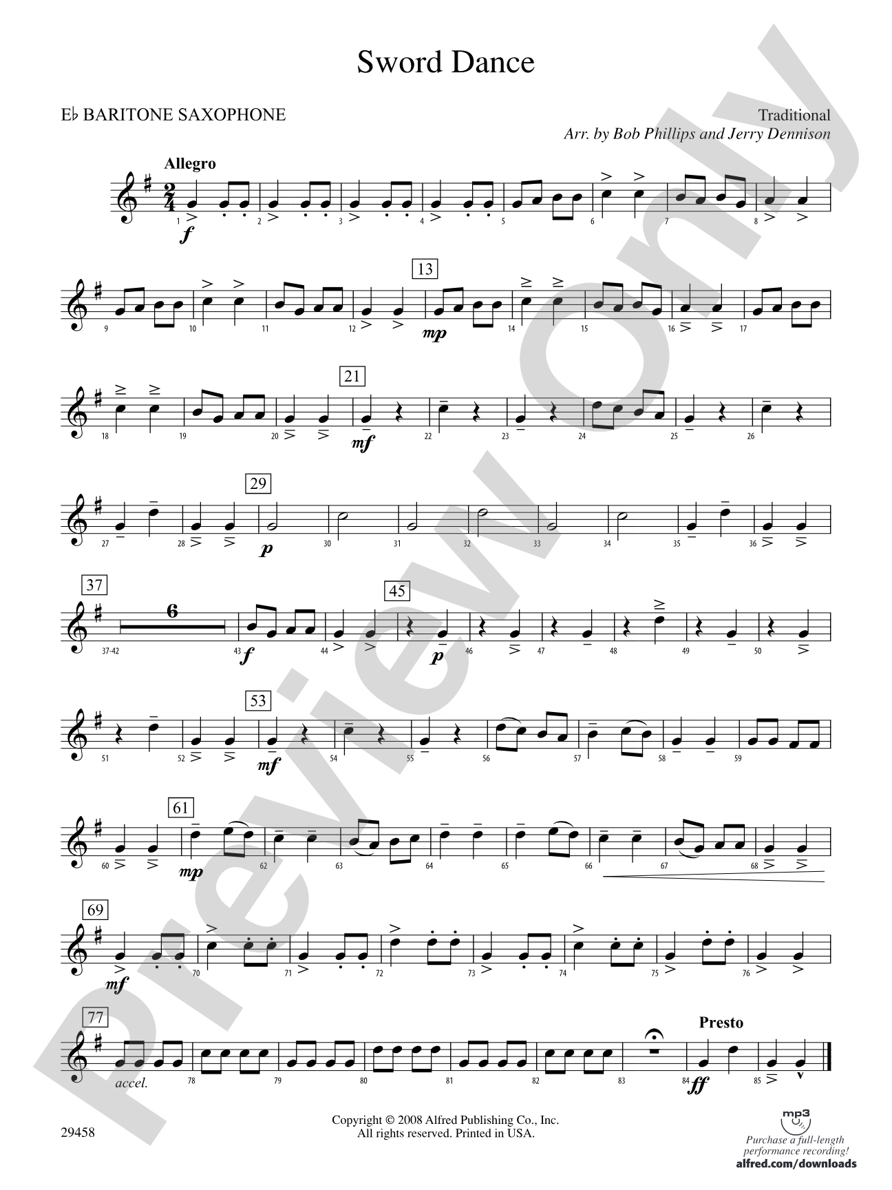 Sword Dance: E-flat Baritone Saxophone
