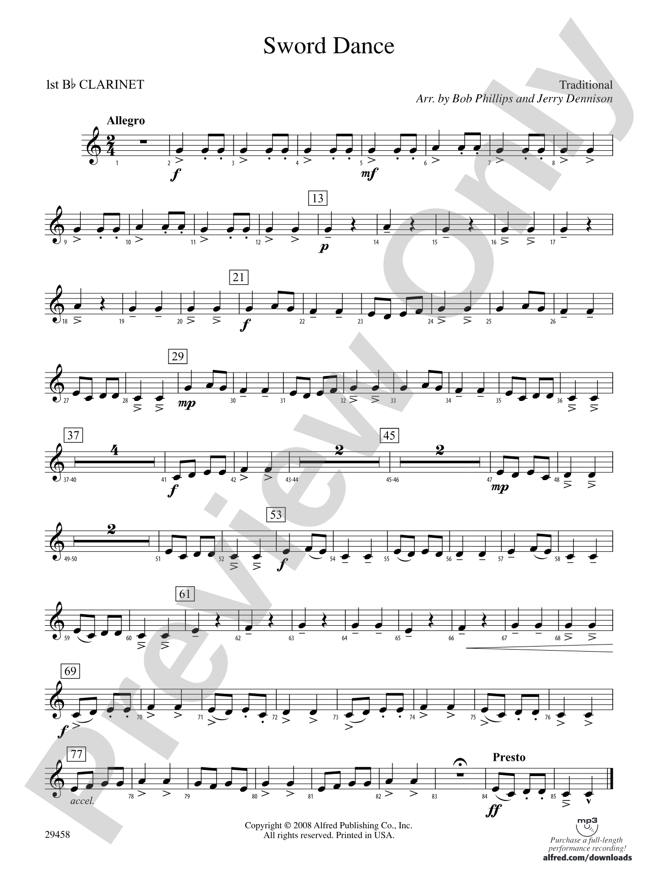 Sword Dance: 1st B-flat Clarinet