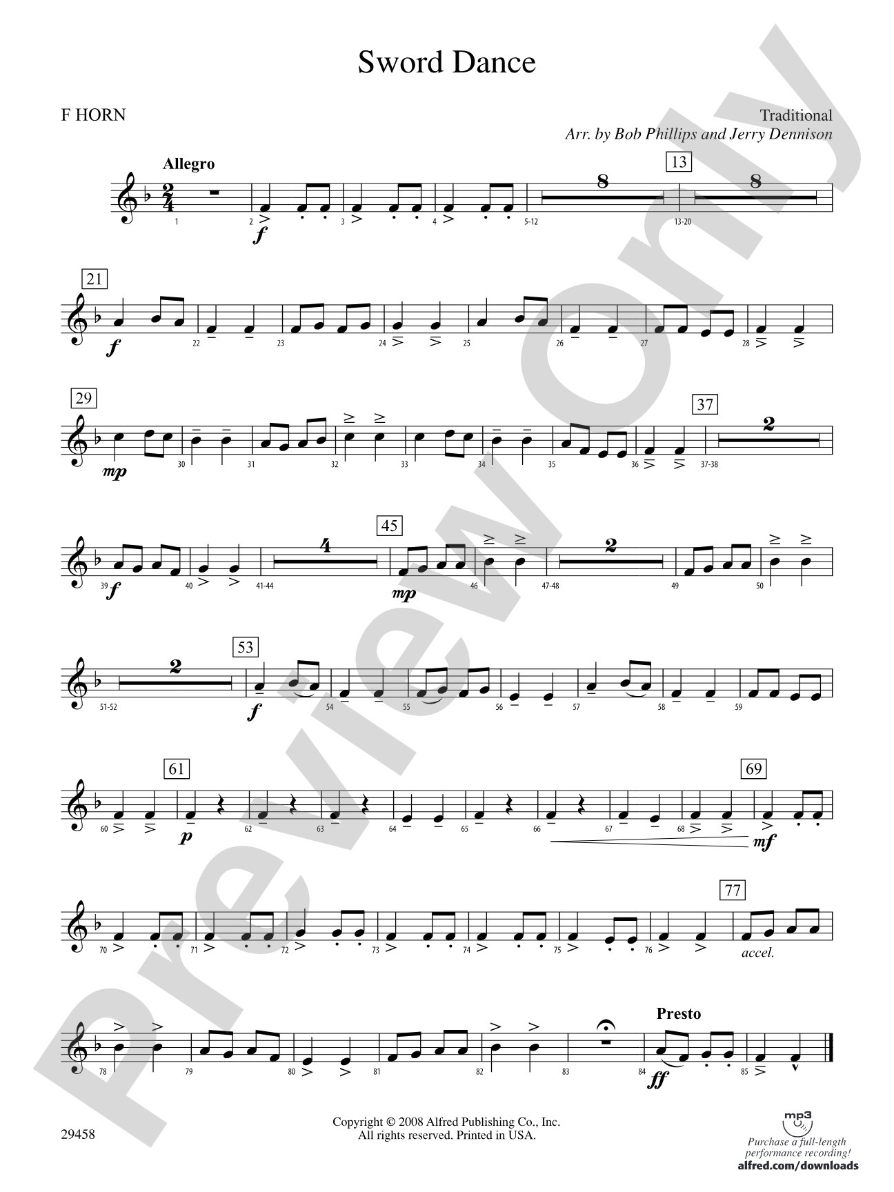 Sword Dance: 1st F Horn