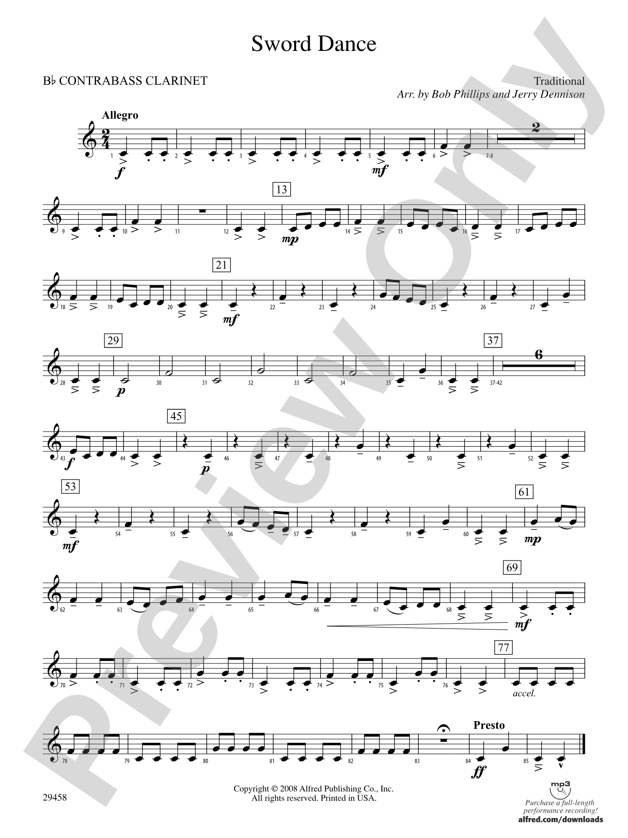 Sword Dance: (wp) B-flat Contrabass Clarinet