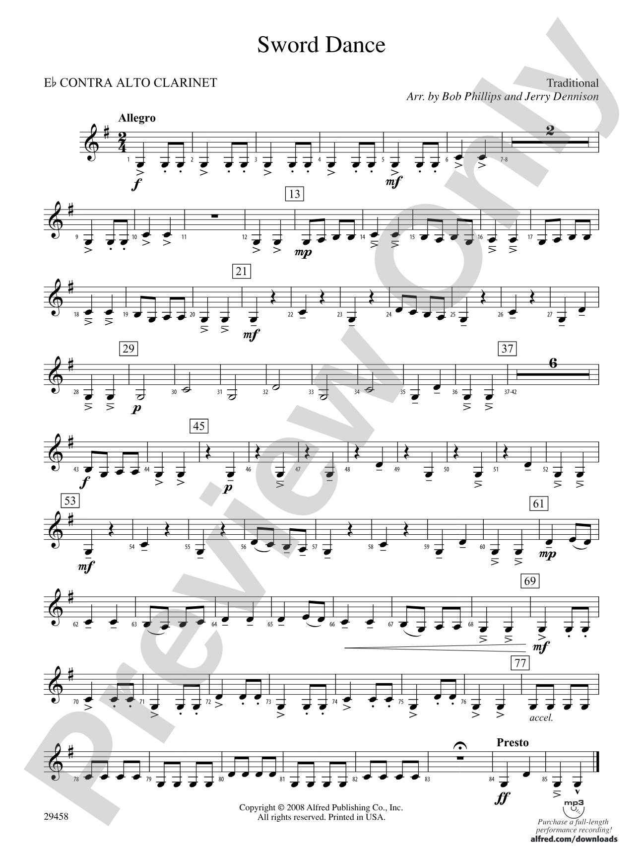 Sword Dance: (wp) E-flat Contrabass Clarinet