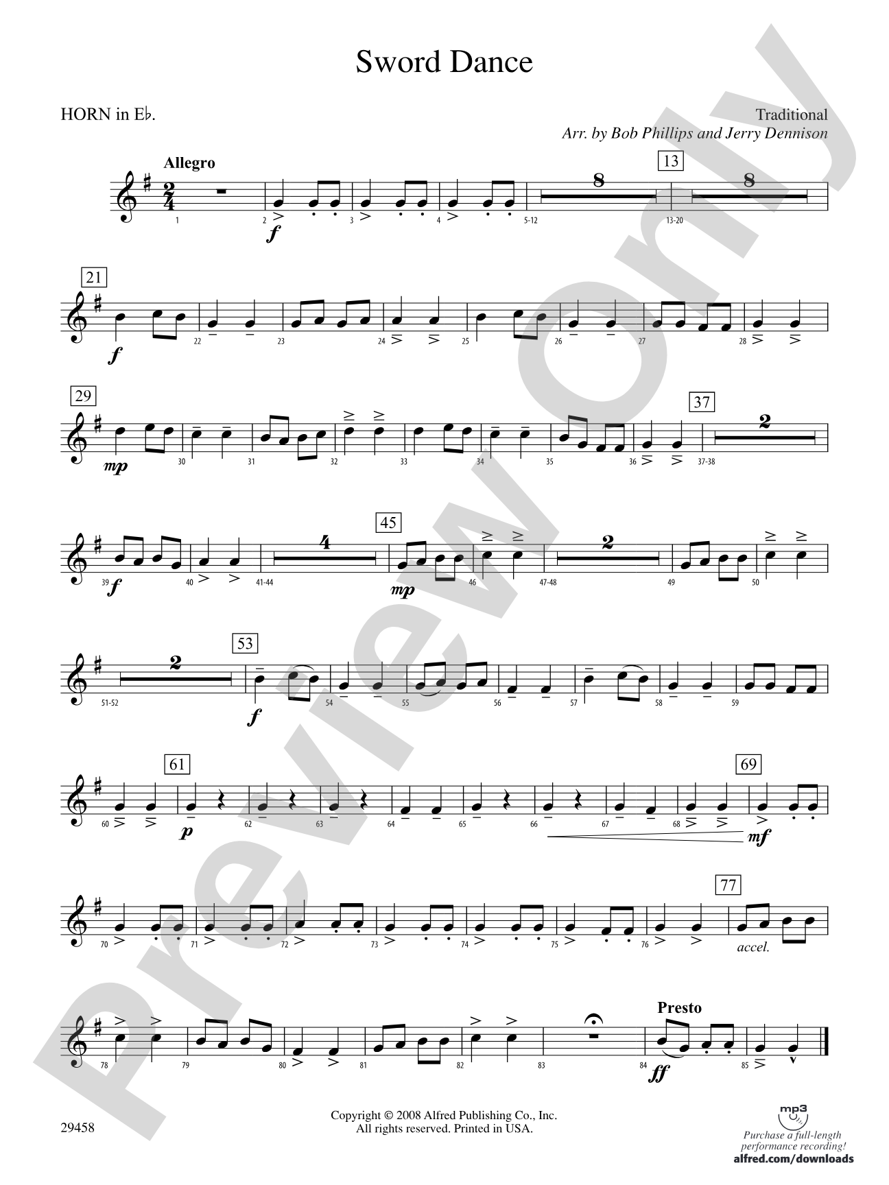 Sword Dance: (wp) 1st Horn in E-flat