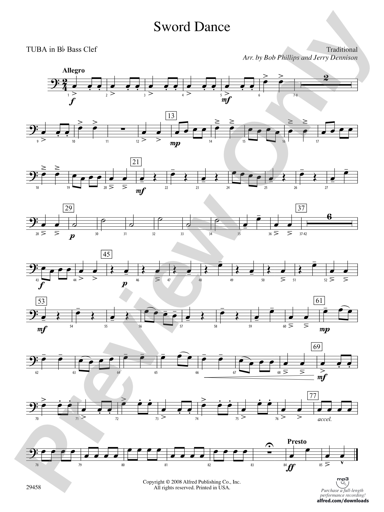 Sword Dance: (wp) B-flat Tuba B.C.