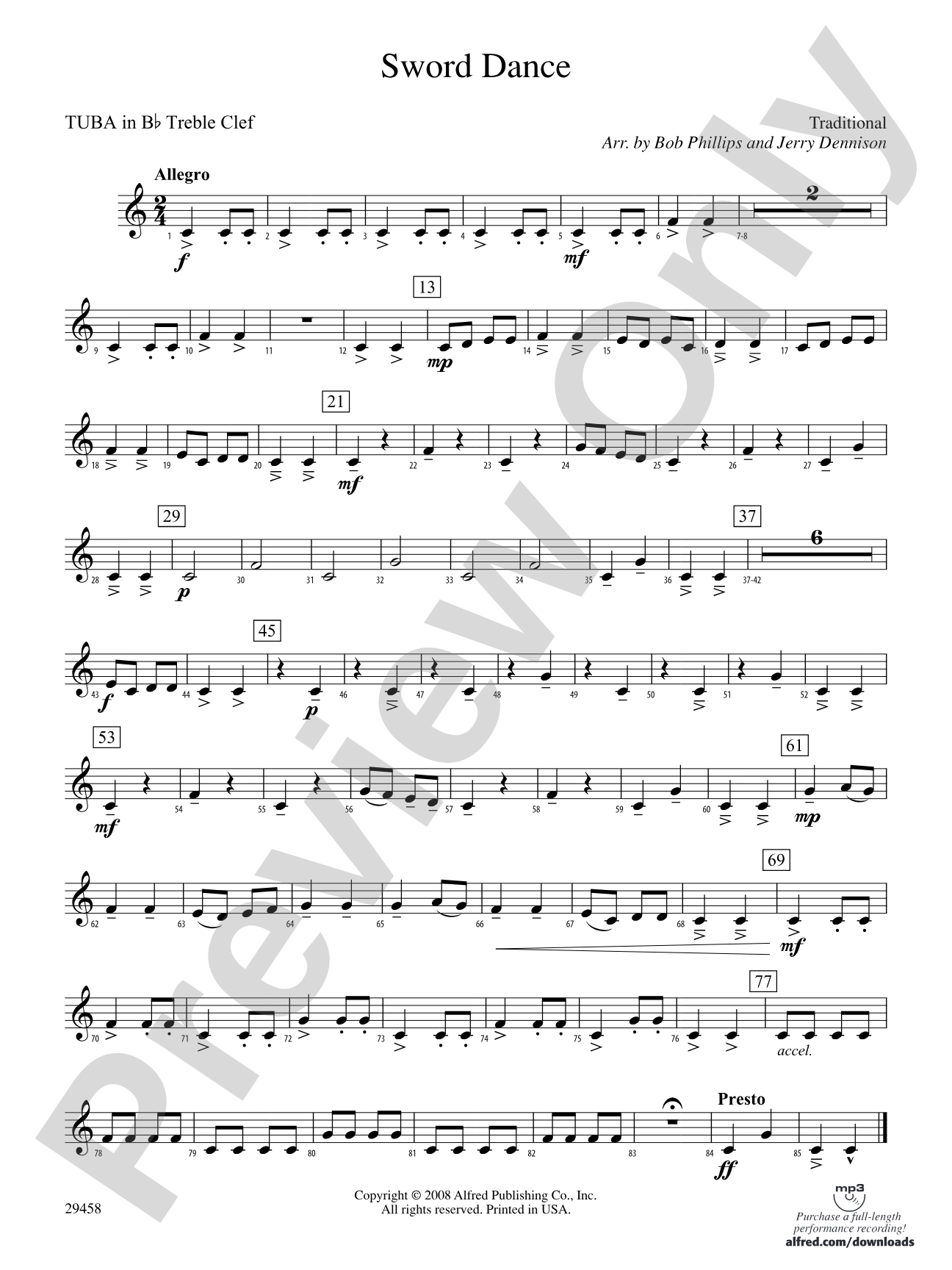 Sword Dance: (wp) B-flat Tuba T.C.