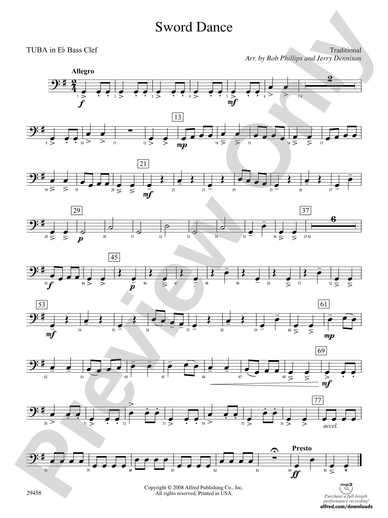 Sword Dance: (wp) E-flat Tuba B.C.