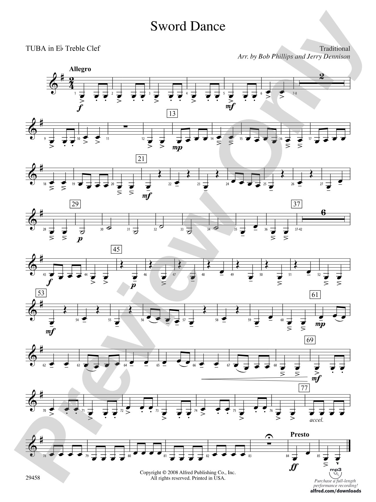 Sword Dance: (wp) E-flat Tuba T.C.