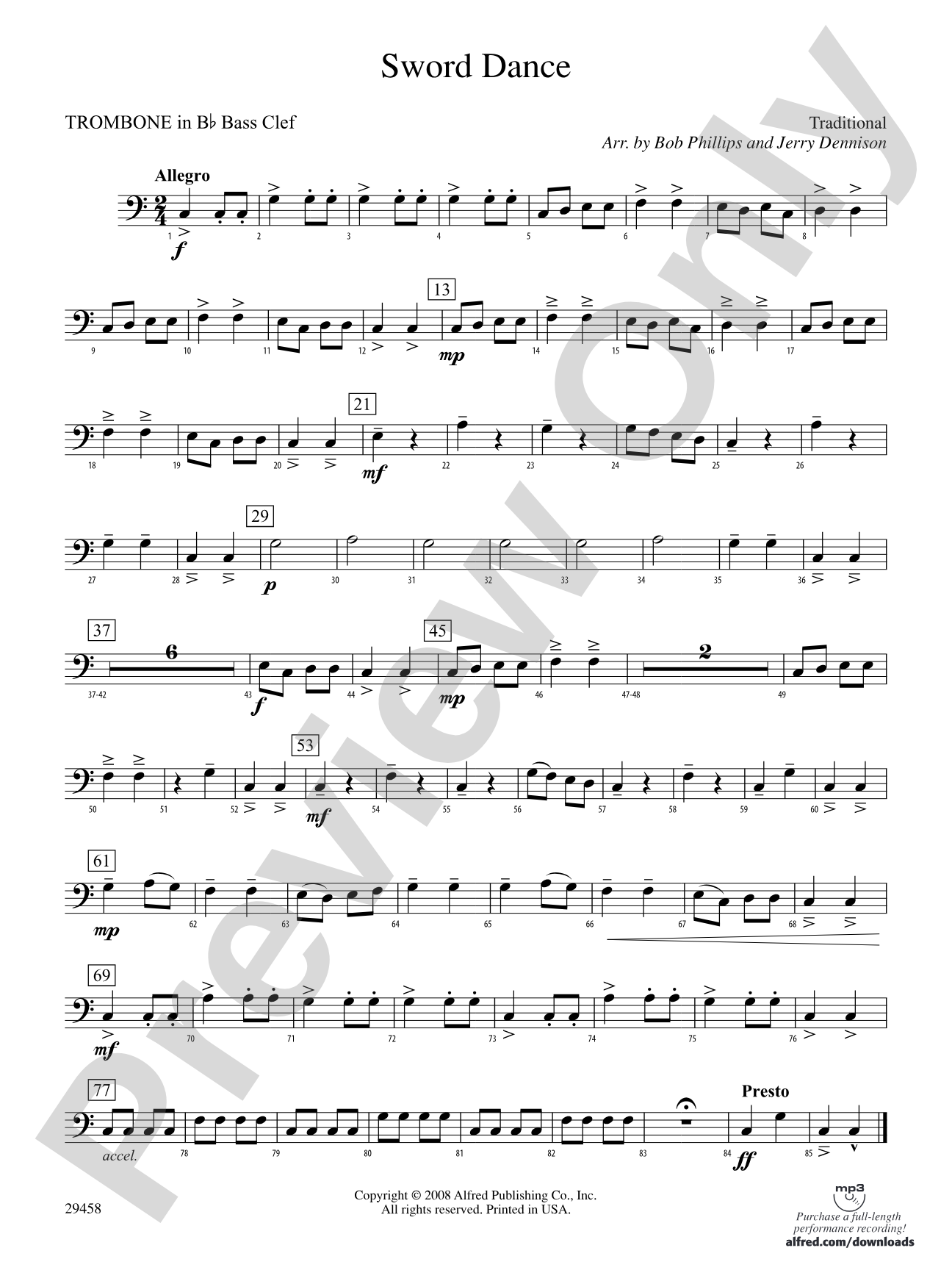 Sword Dance: (wp) 1st B-flat Trombone B.C.