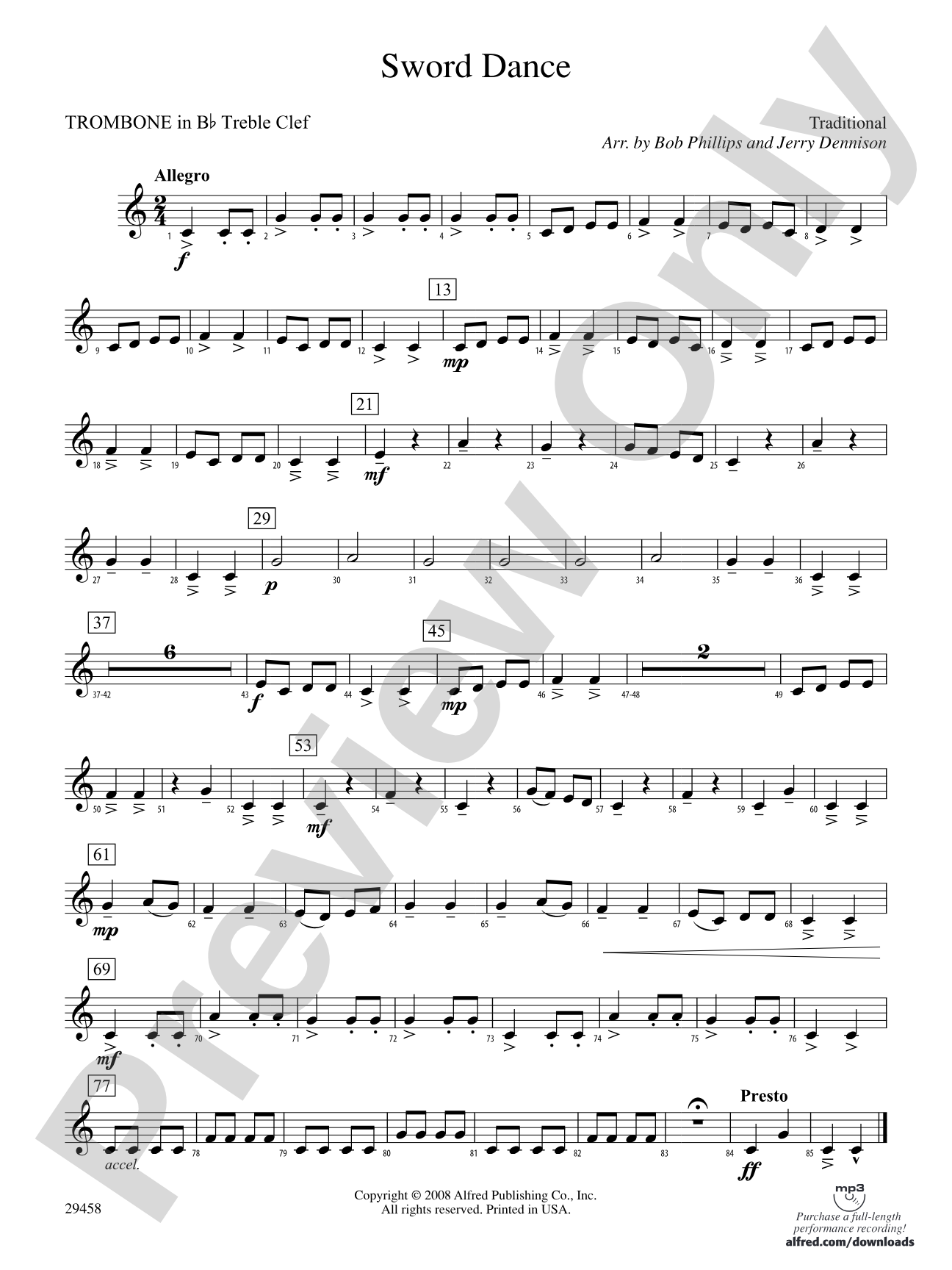 Sword Dance: (wp) 1st B-flat Trombone T.C.