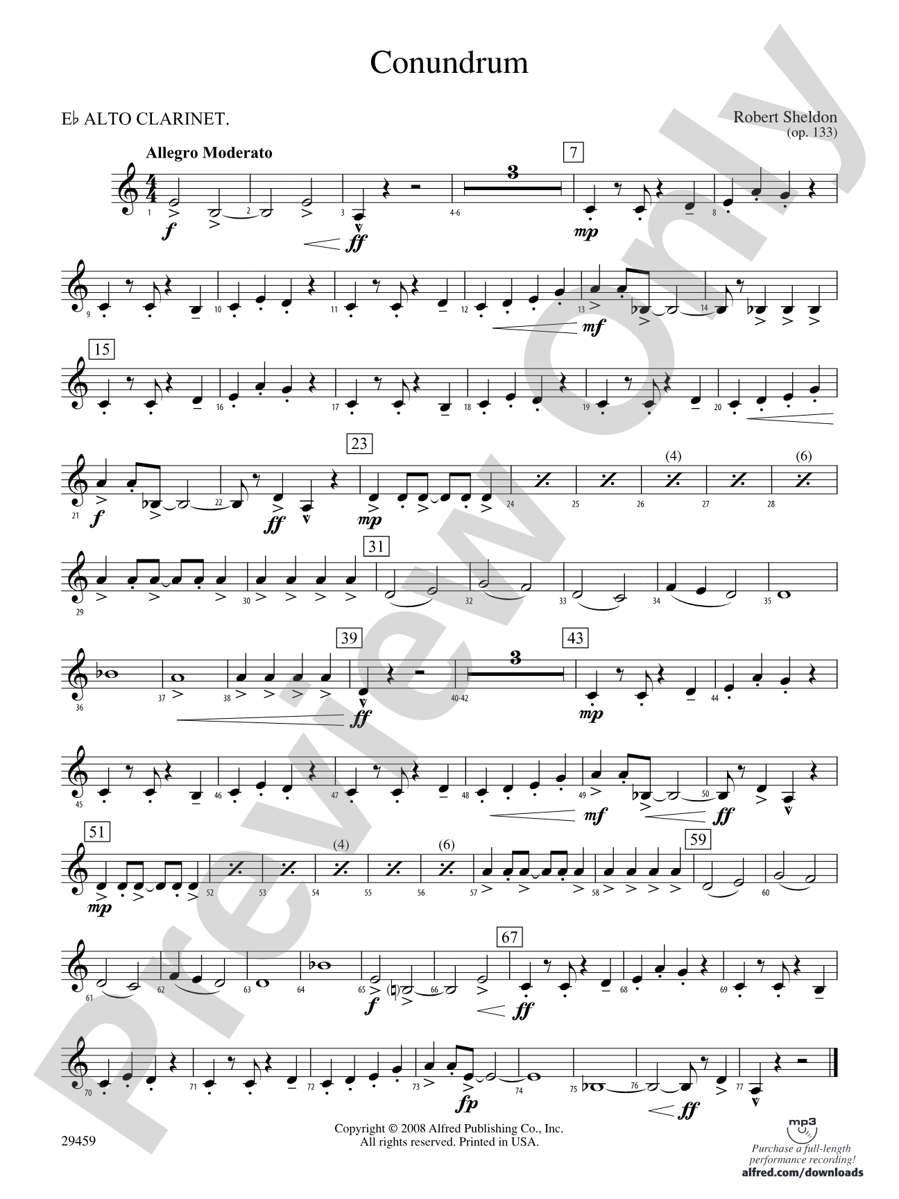 Conundrum: (wp) E-flat Alto Clarinet