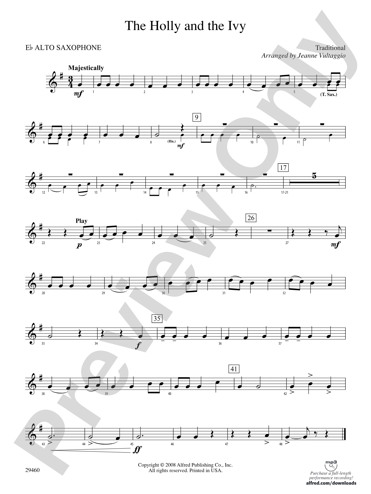 The Holly and the Ivy: E-flat Alto Saxophone
