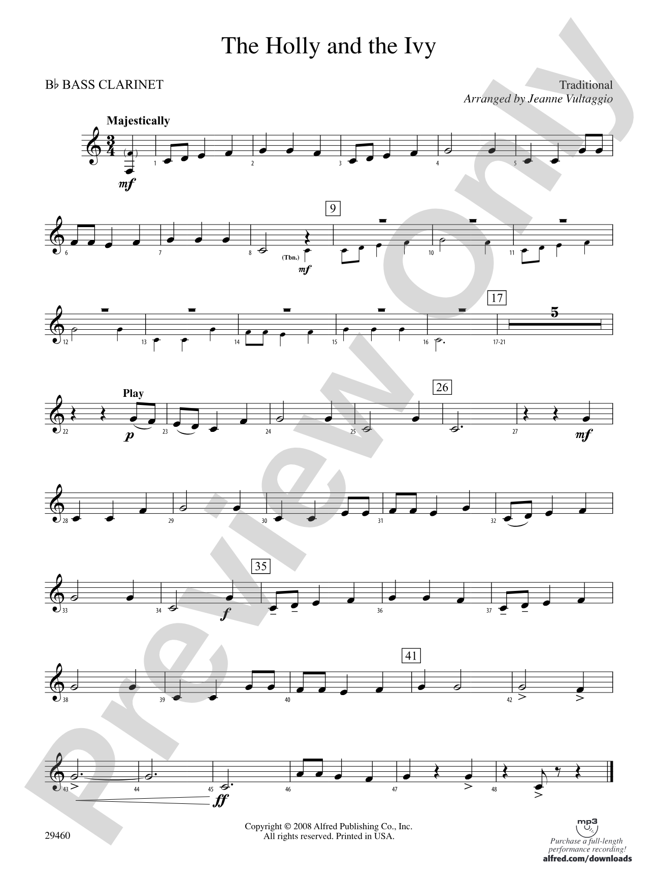 The Holly and the Ivy: B-flat Bass Clarinet