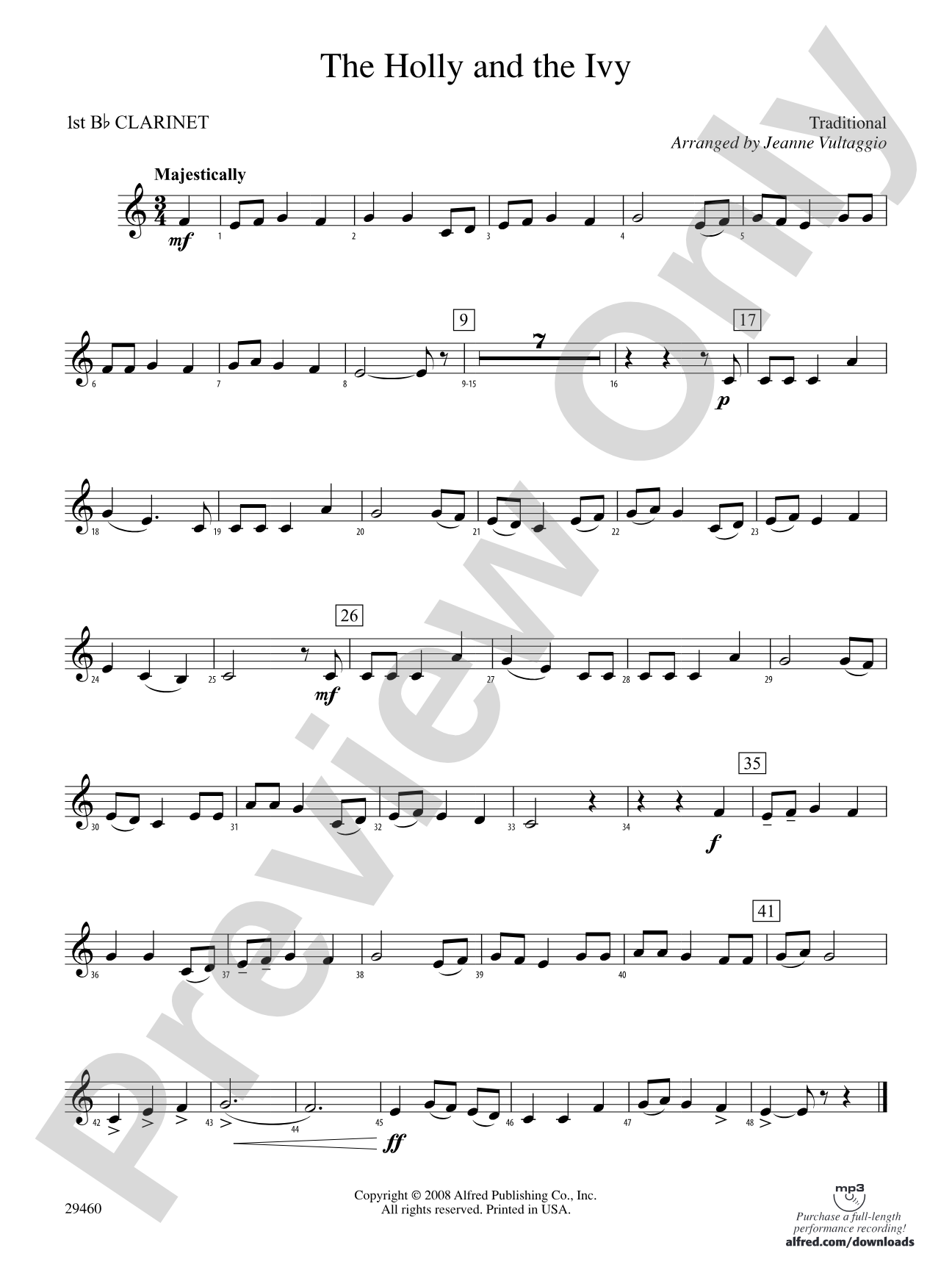 The Holly and the Ivy: 1st B-flat Clarinet