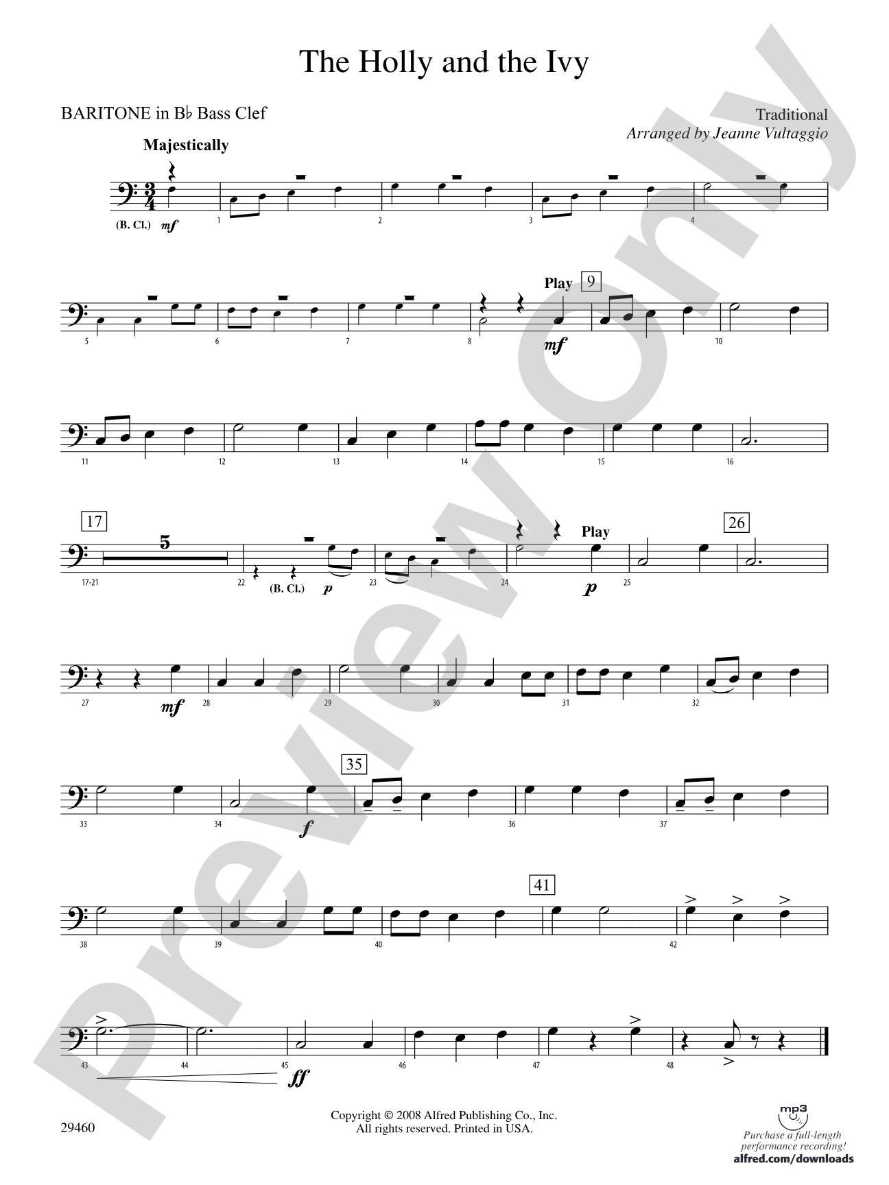 The Holly and the Ivy: (wp) B-flat Baritone B.C.