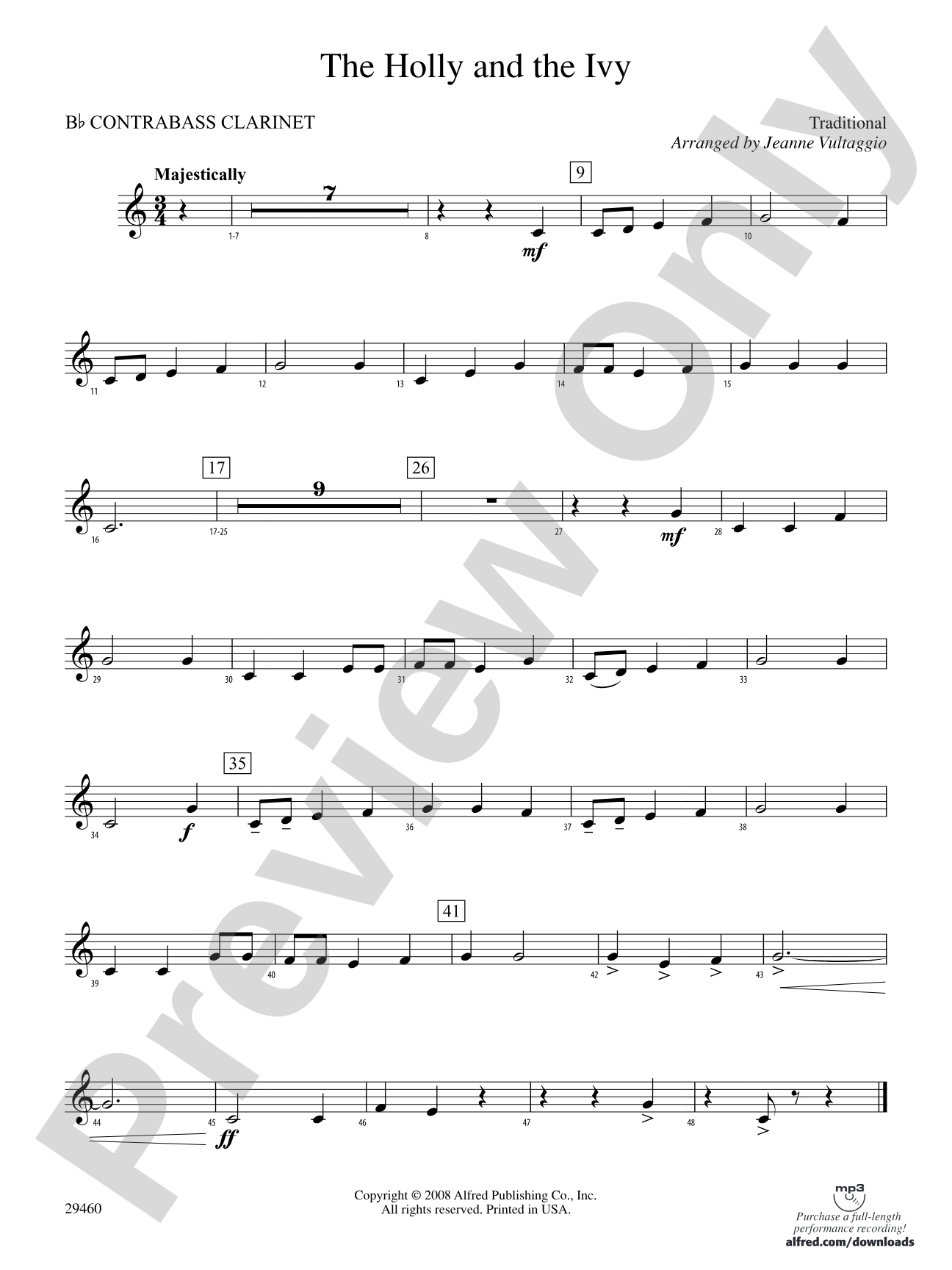 The Holly and the Ivy: (wp) B-flat Contrabass Clarinet
