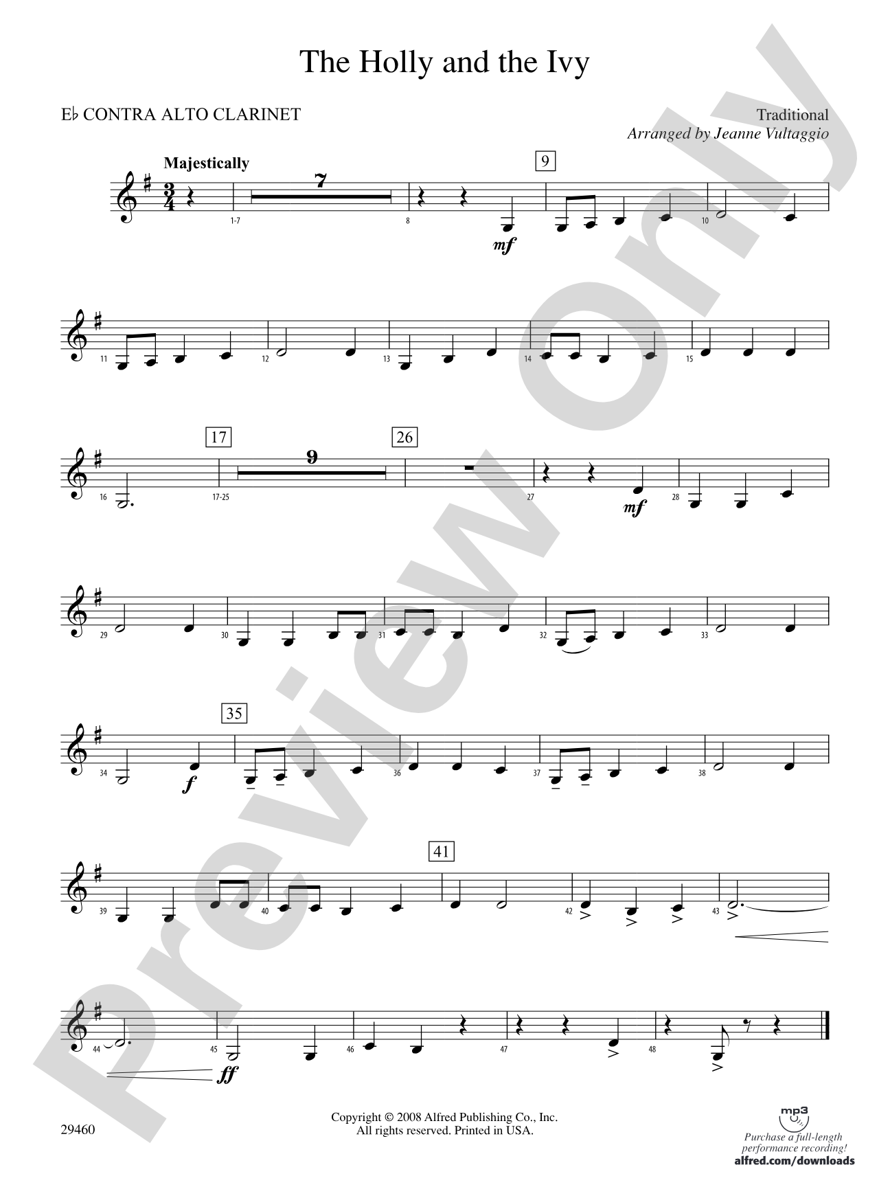 The Holly and the Ivy: (wp) E-flat Contrabass Clarinet