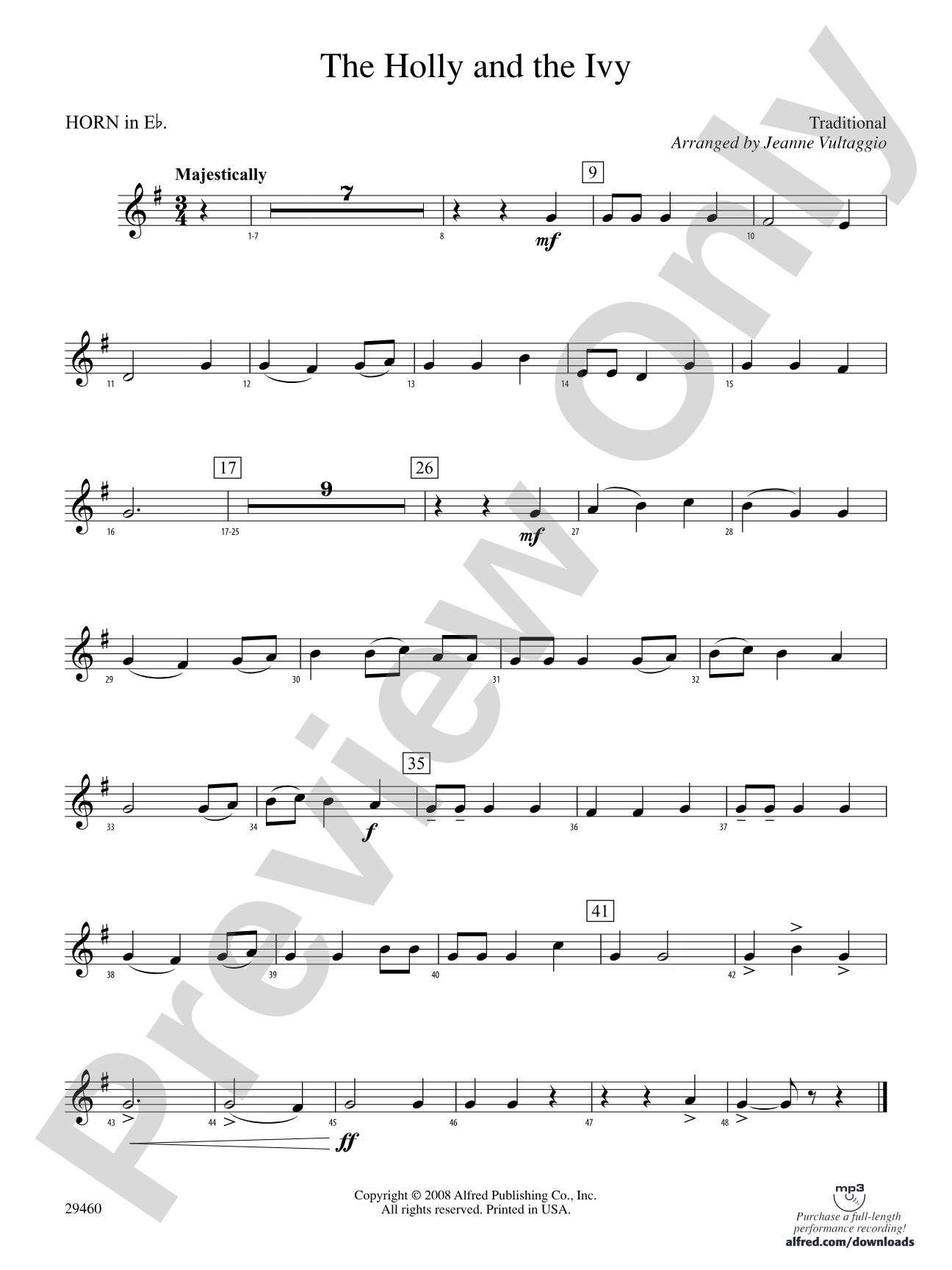 The Holly and the Ivy: (wp) 1st Horn in E-flat