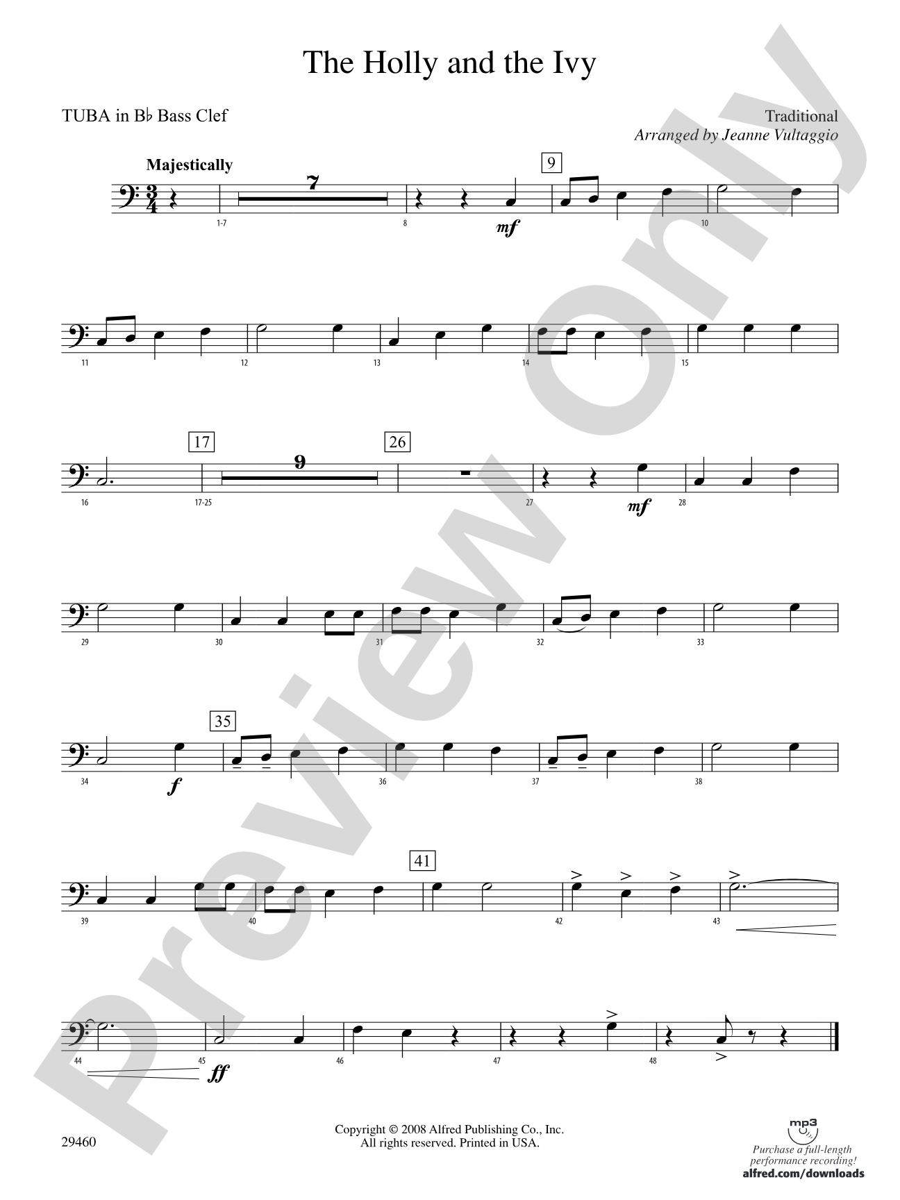 The Holly and the Ivy: (wp) B-flat Tuba B.C.