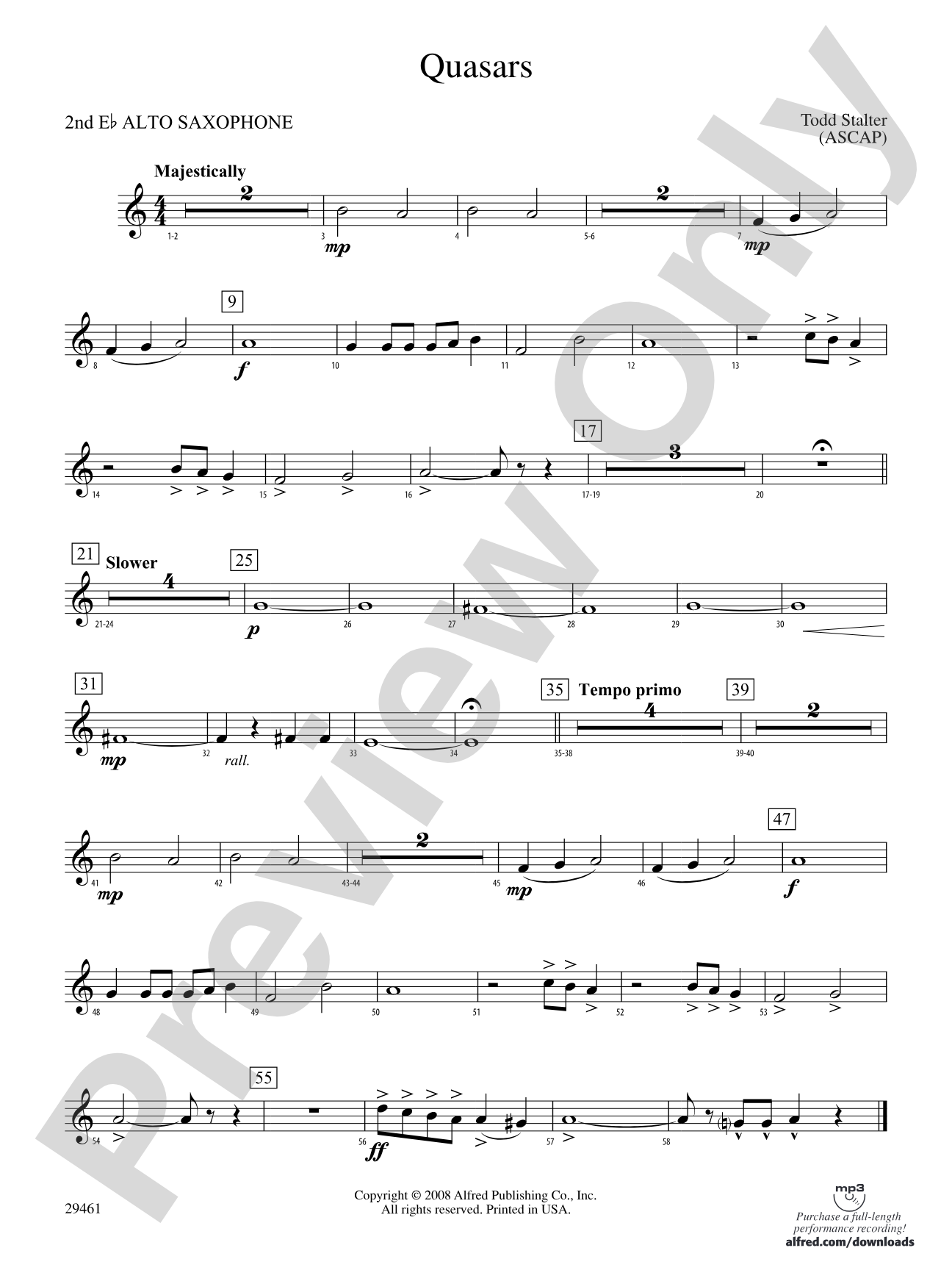 Quasars: 2nd E-flat Alto Saxophone