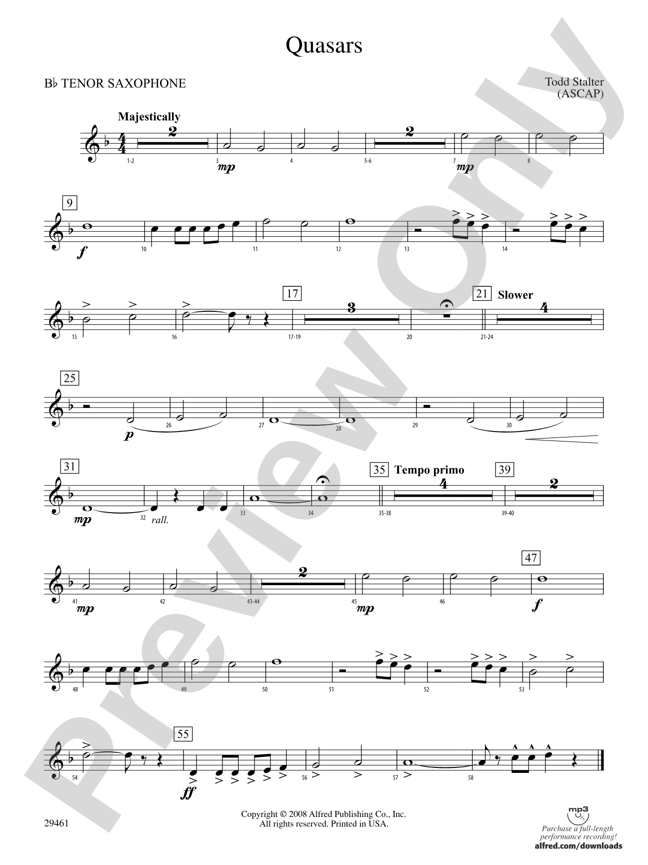 Quasars: B-flat Tenor Saxophone