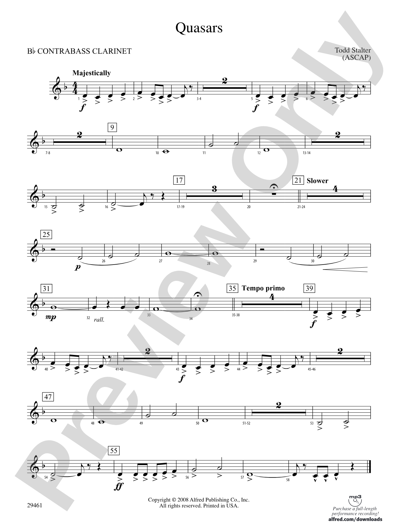 Quasars: (wp) B-flat Contrabass Clarinet