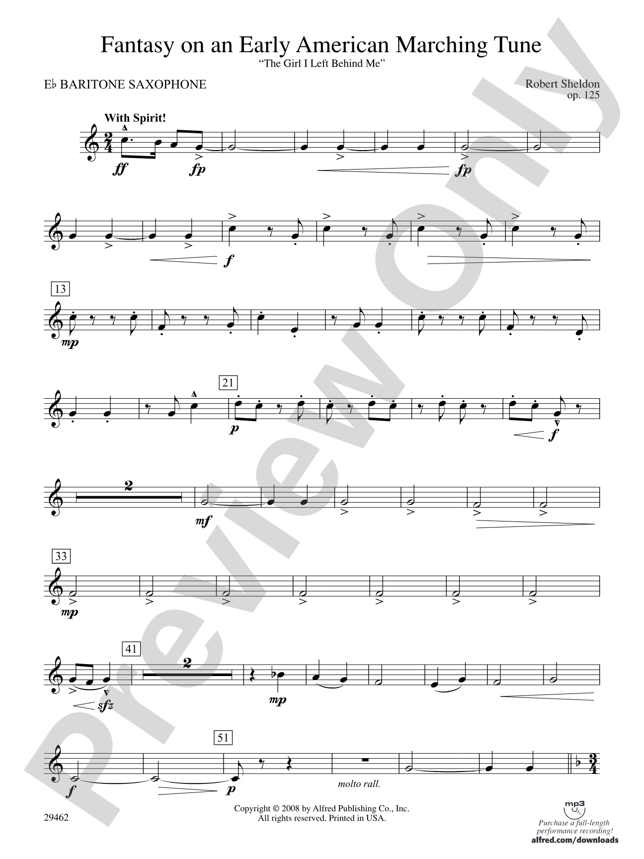 Fantasy on an Early American Marching Tune: E-flat Baritone Saxophone