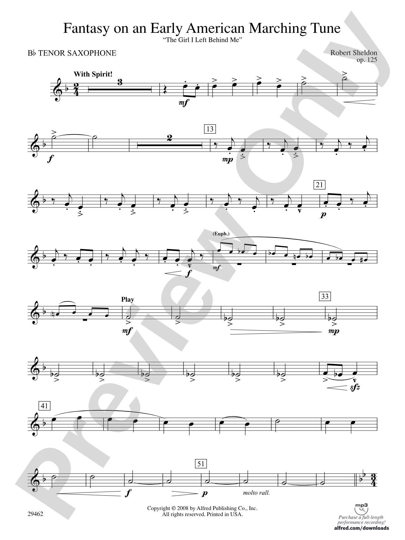 Fantasy on an Early American Marching Tune: B-flat Tenor Saxophone