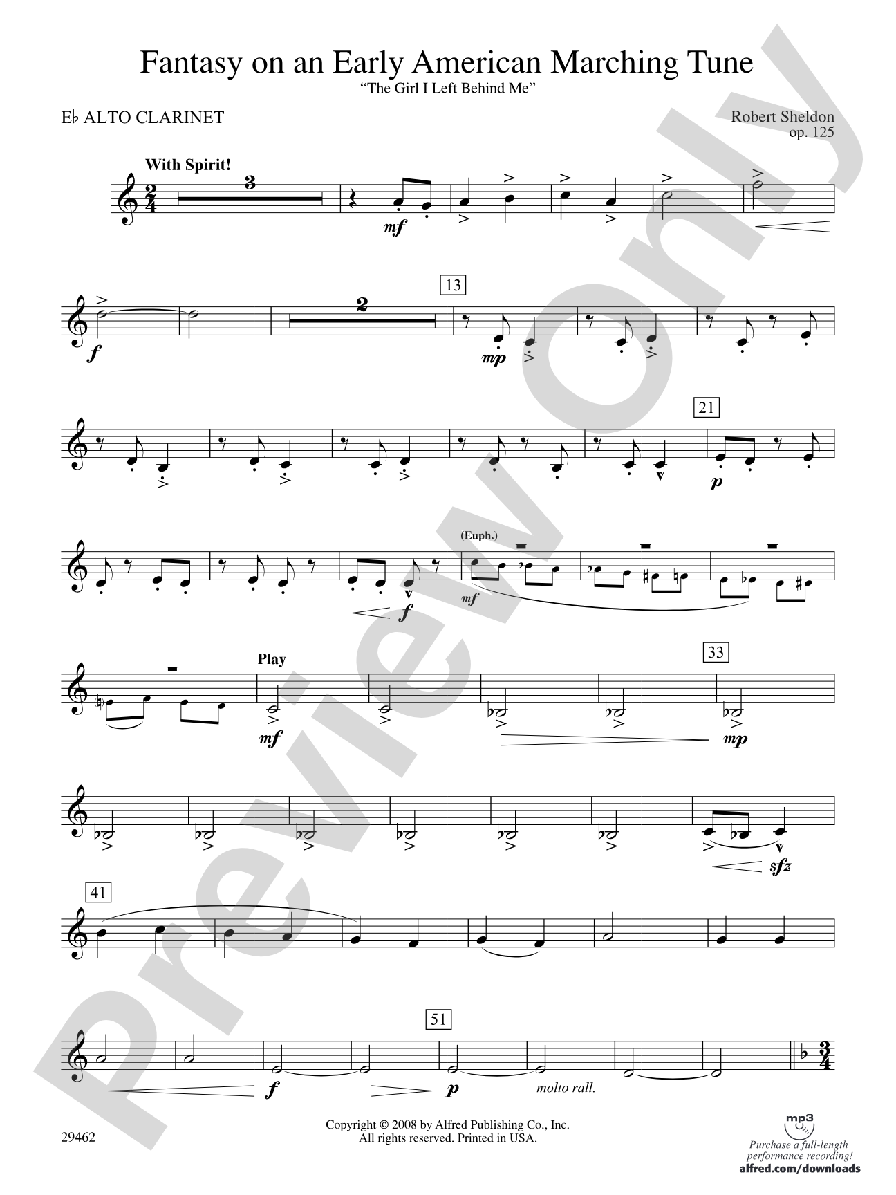 Fantasy on an Early American Marching Tune: (wp) E-flat Alto Clarinet