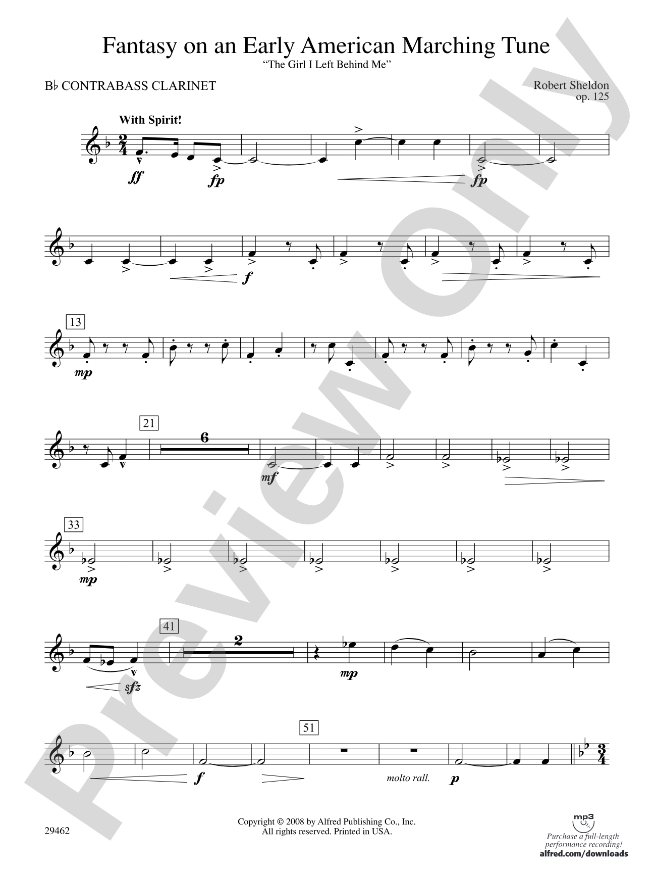 Fantasy on an Early American Marching Tune: (wp) B-flat Contrabass Clarinet