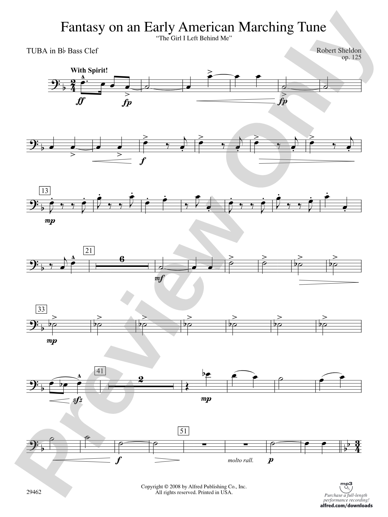 Fantasy on an Early American Marching Tune: (wp) B-flat Tuba B.C.