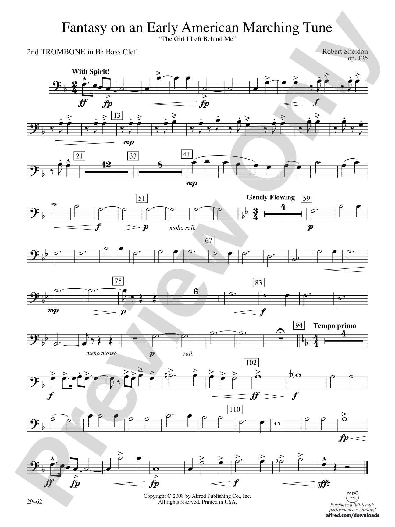 Fantasy on an Early American Marching Tune: (wp) 2nd B-flat Trombone B.C.