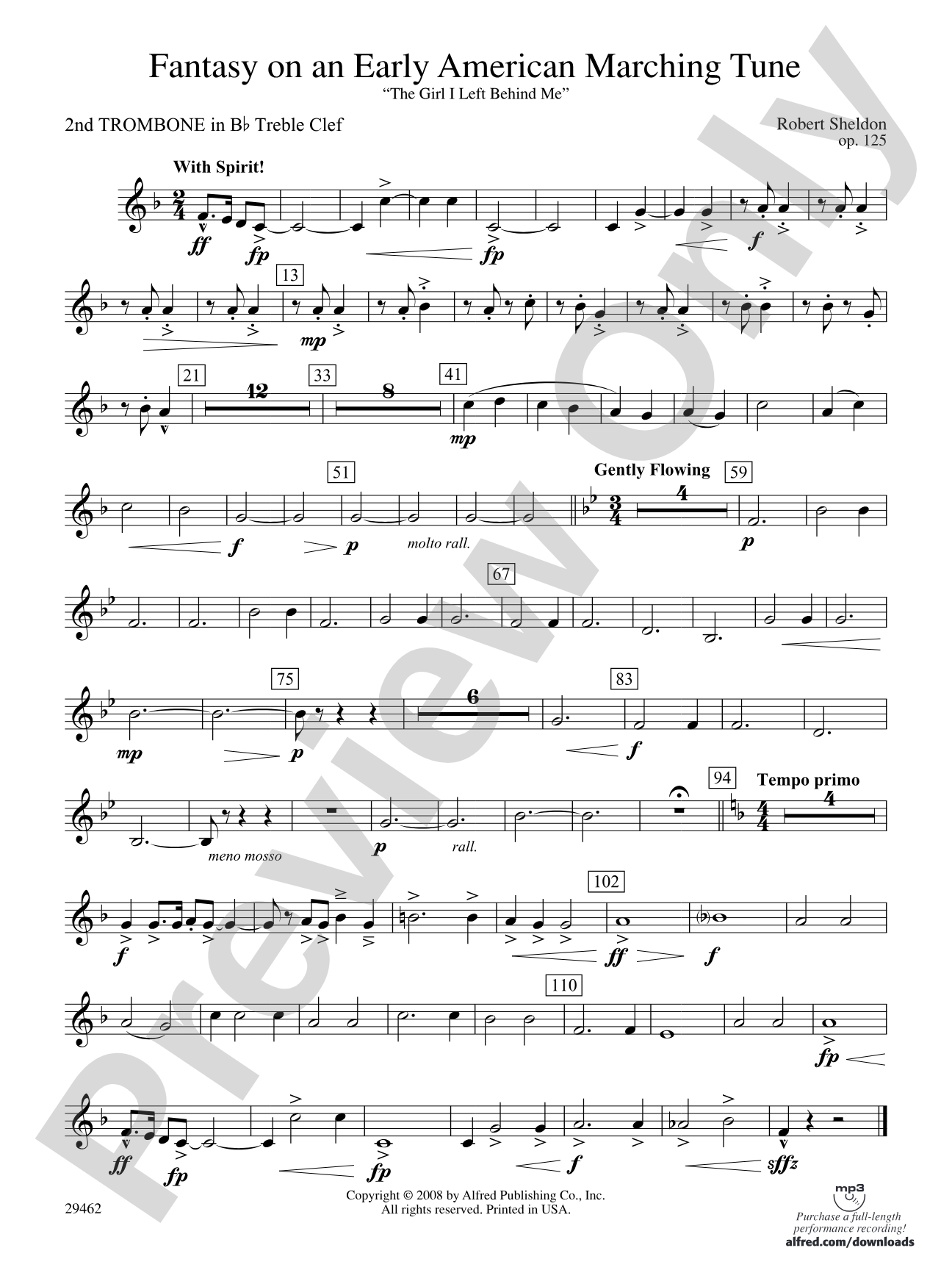 Fantasy on an Early American Marching Tune: (wp) 2nd B-flat Trombone T.C.