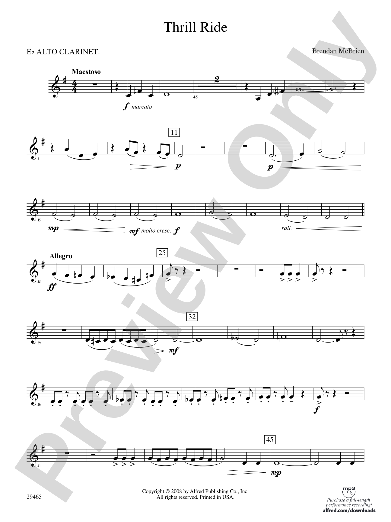 Thrill Ride: (wp) E-flat Alto Clarinet