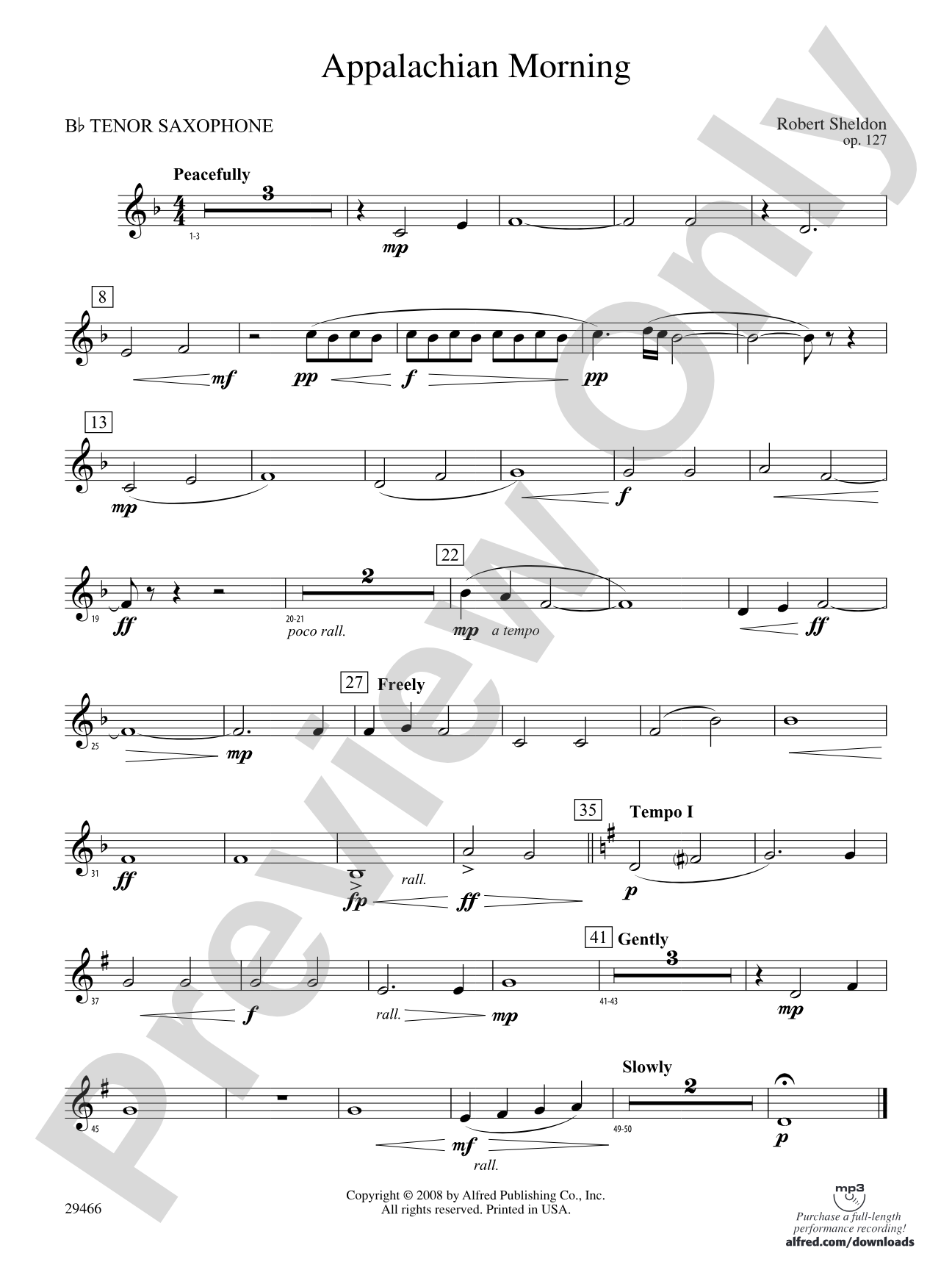 Appalachian Morning: B-flat Tenor Saxophone