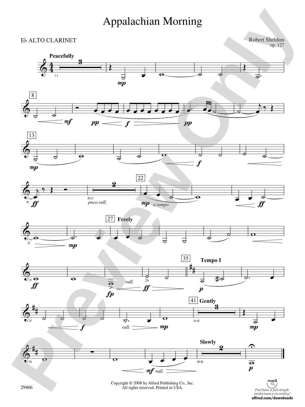 Appalachian Morning: (wp) E-flat Alto Clarinet