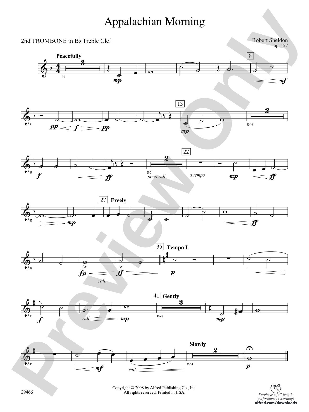 Appalachian Morning: (wp) 2nd B-flat Trombone T.C.