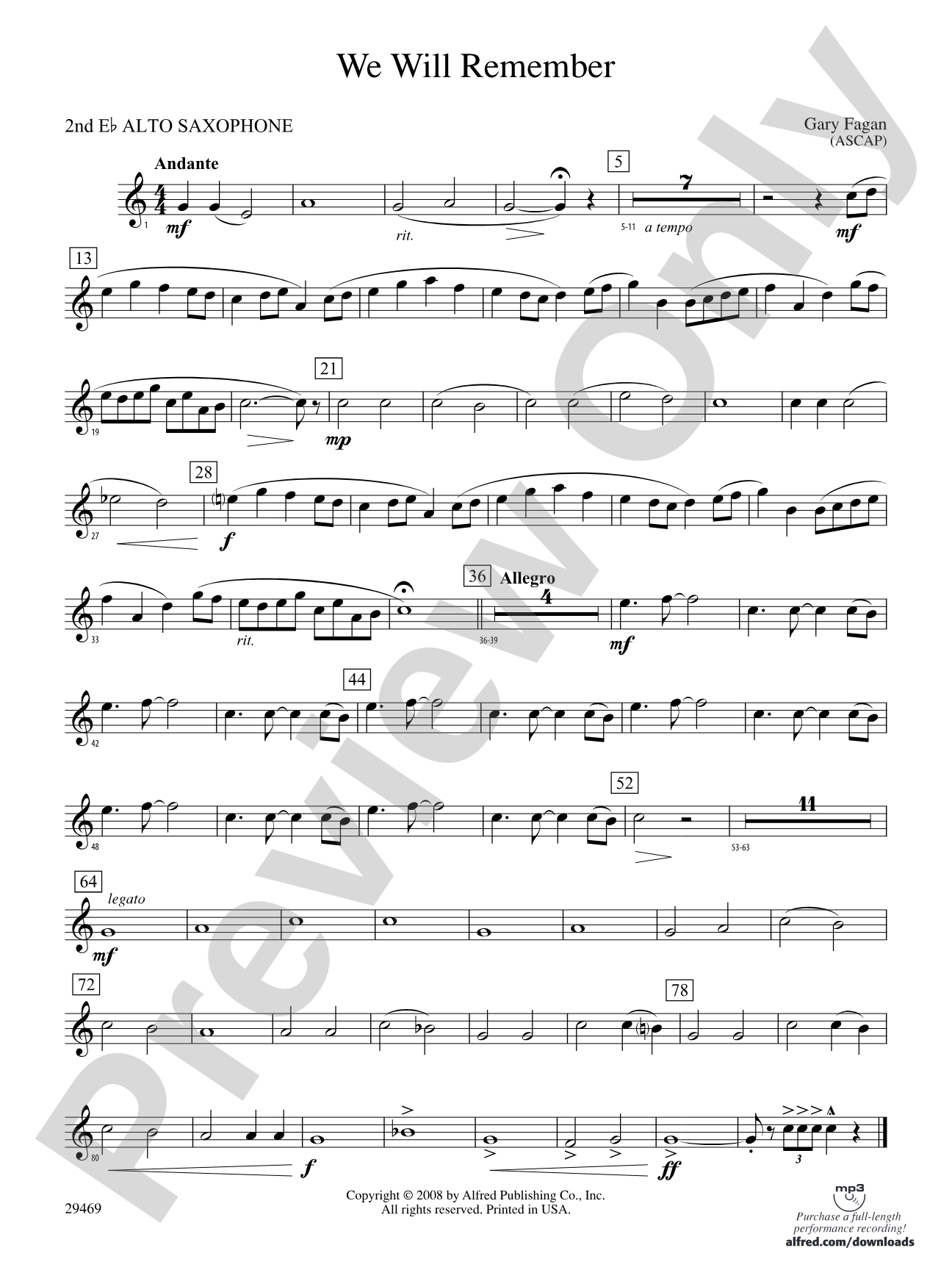 We Will Remember: 2nd E-flat Alto Saxophone