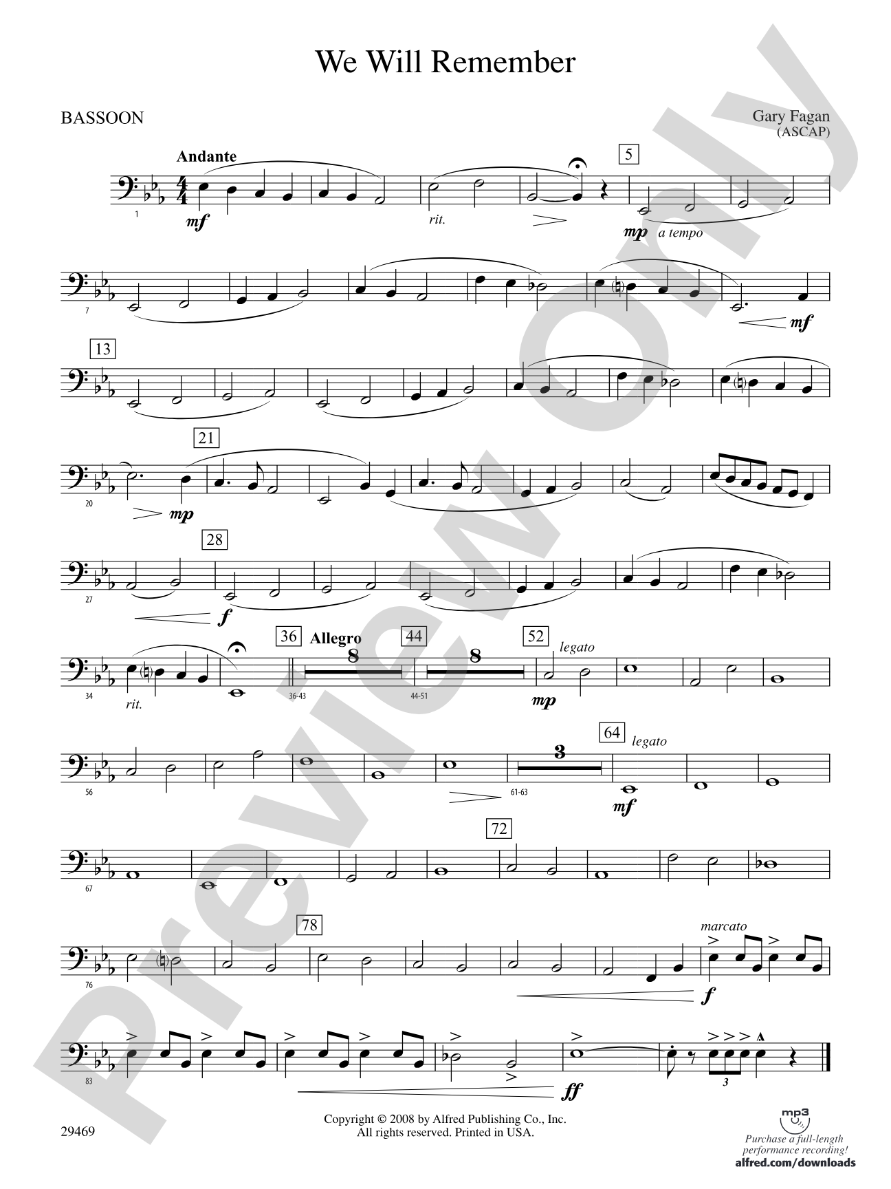 We Will Remember: Bassoon