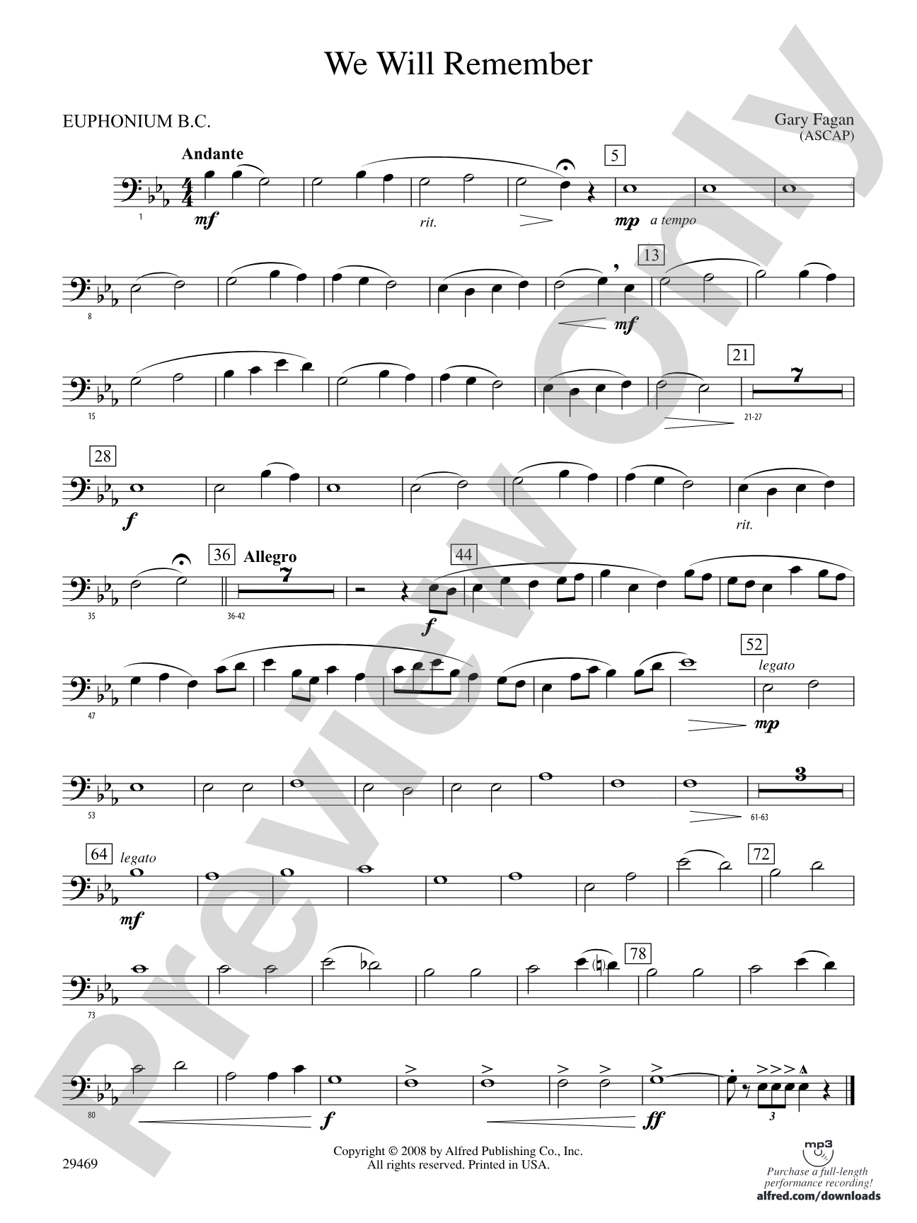We Will Remember: Baritone B.C.